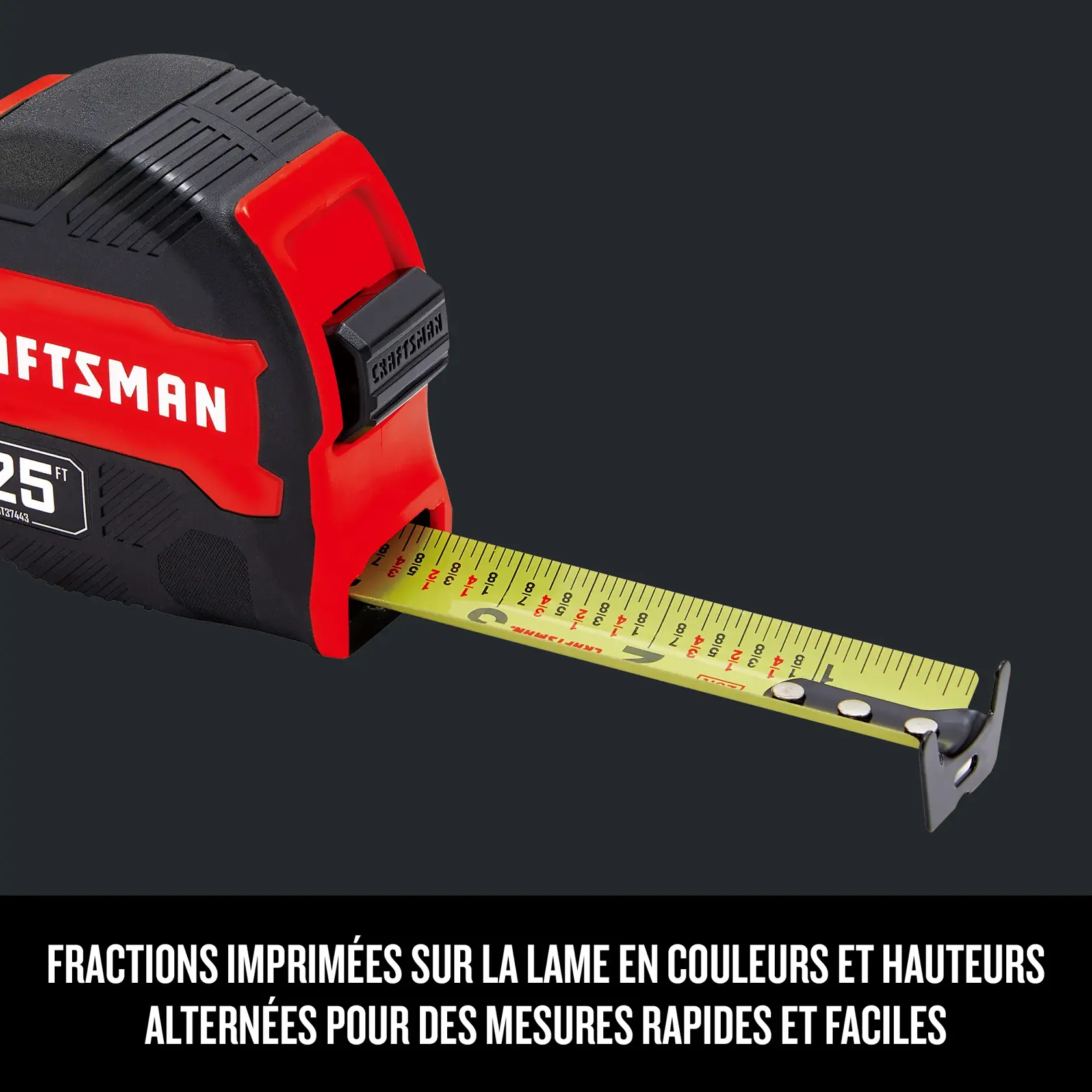 Ruban à mesurer 25 pi CRAFTSMAN, fractions imprimées sur la lame
