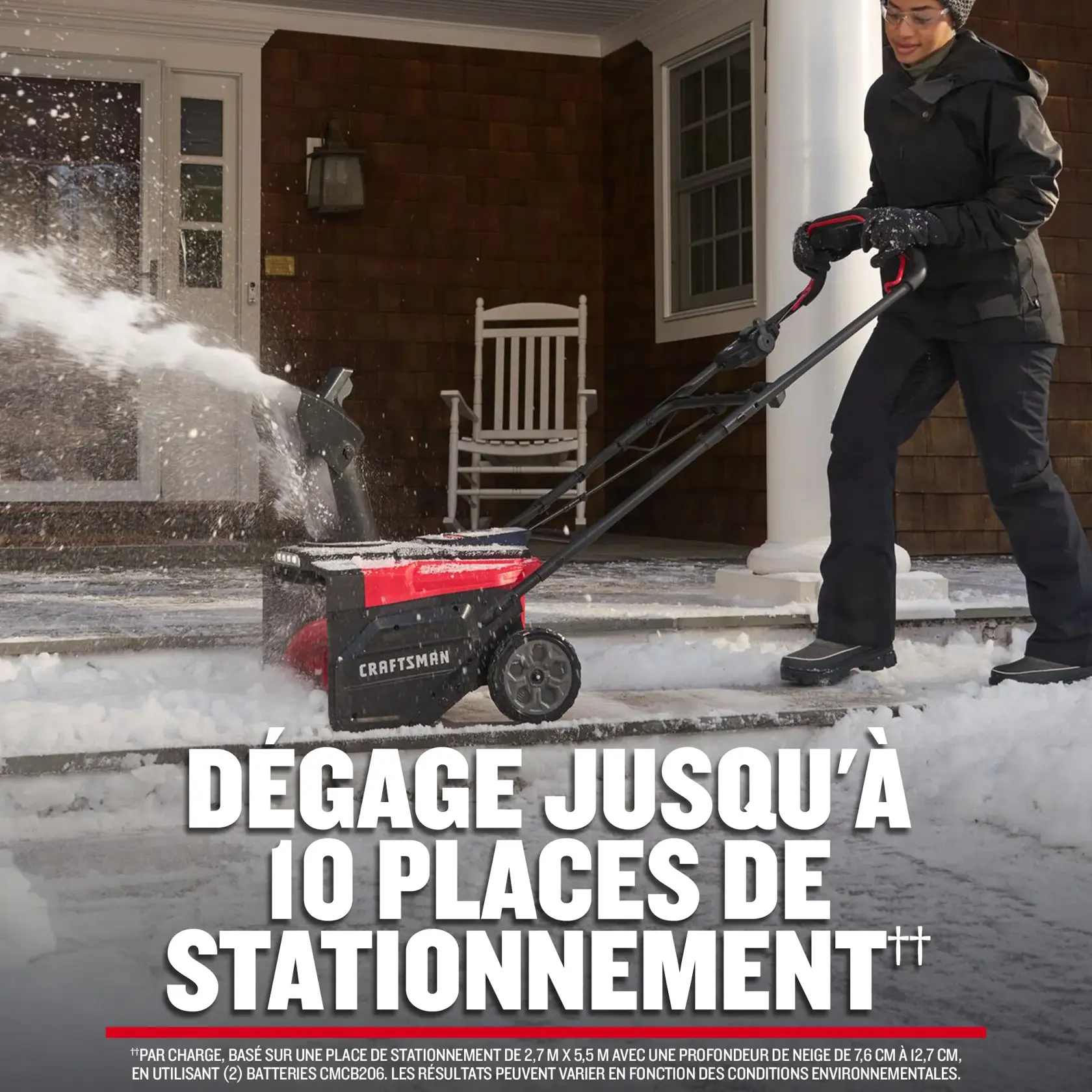 Ensemble souffleuse à neige 2xV20* CRAFTSMAN - Dégage jusqu'à 10 places de stationnement