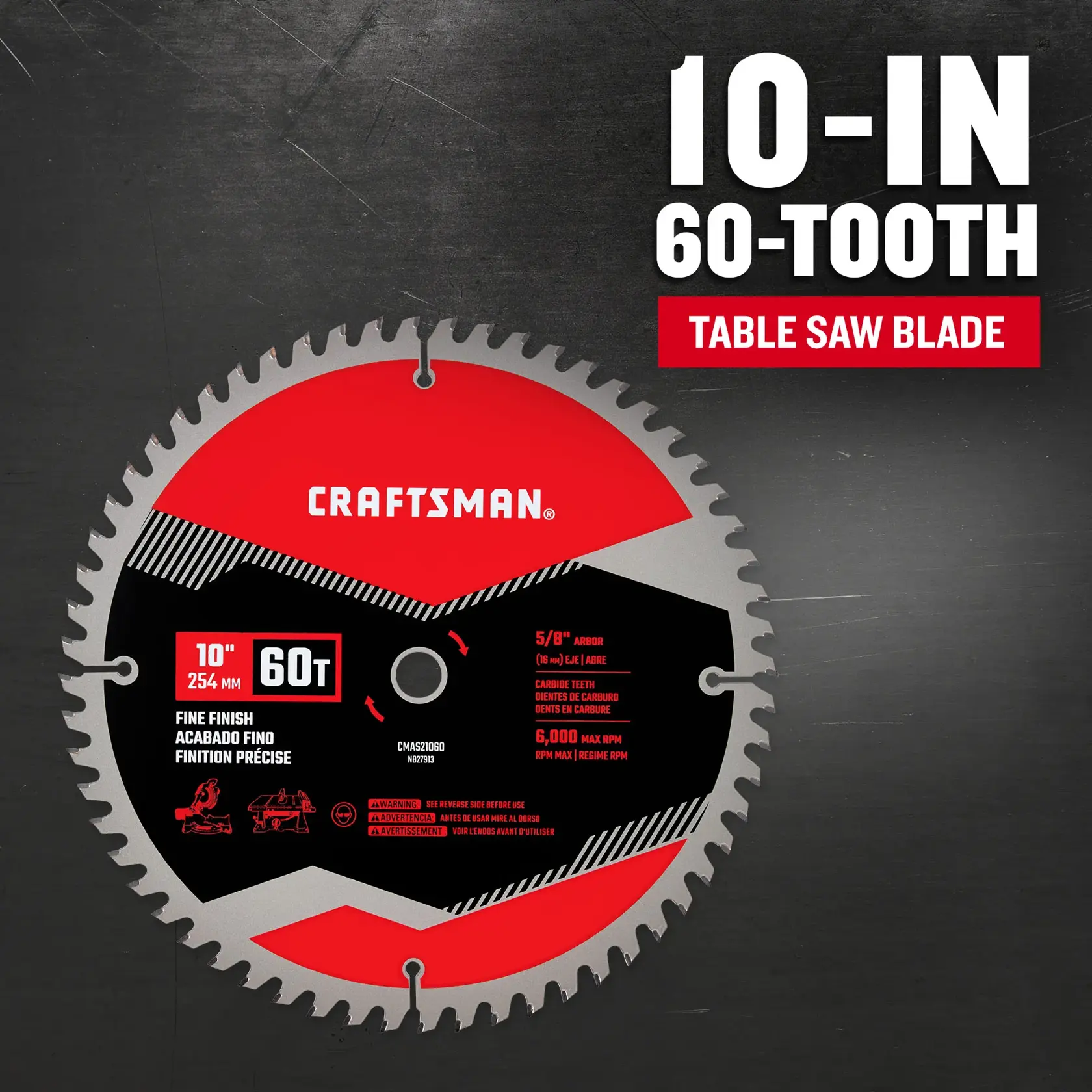 10-In 60-Tooth Table Saw Blade Graphic