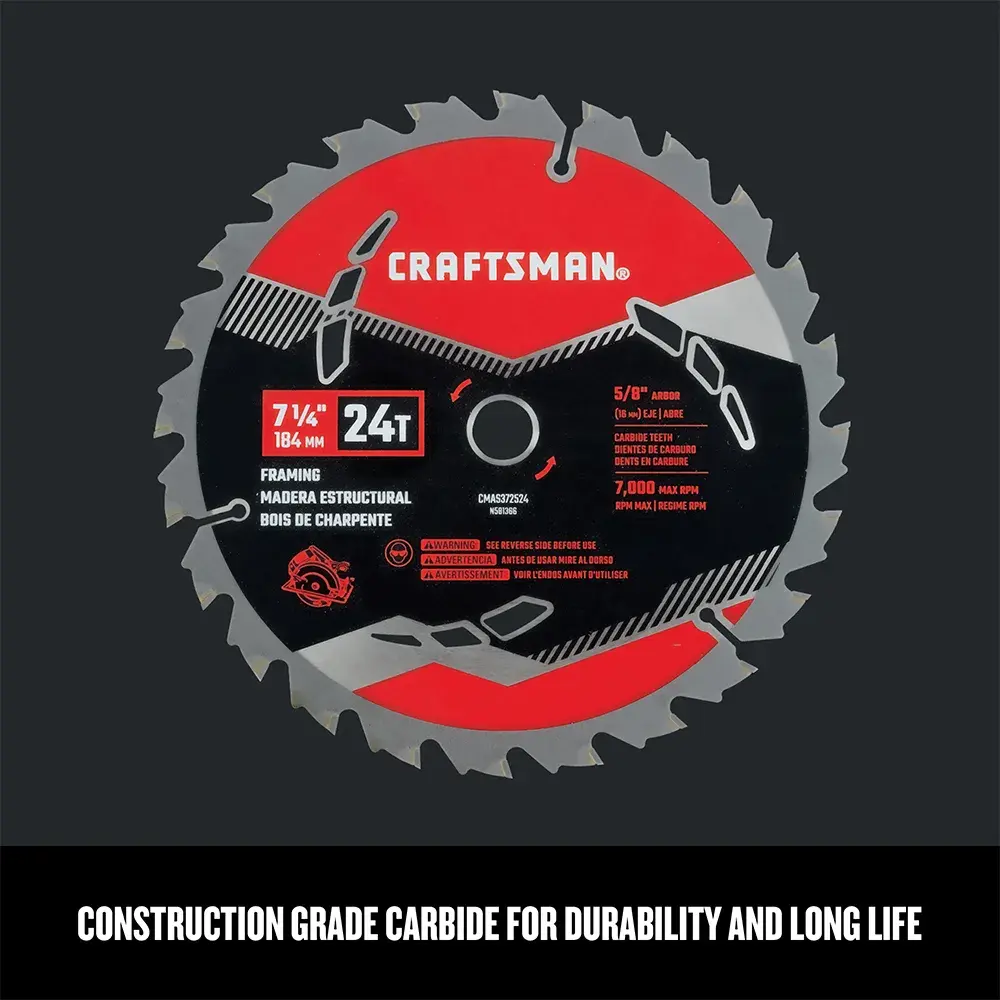 Graphic of CRAFTSMAN Blades: Table Saw highlighting product features