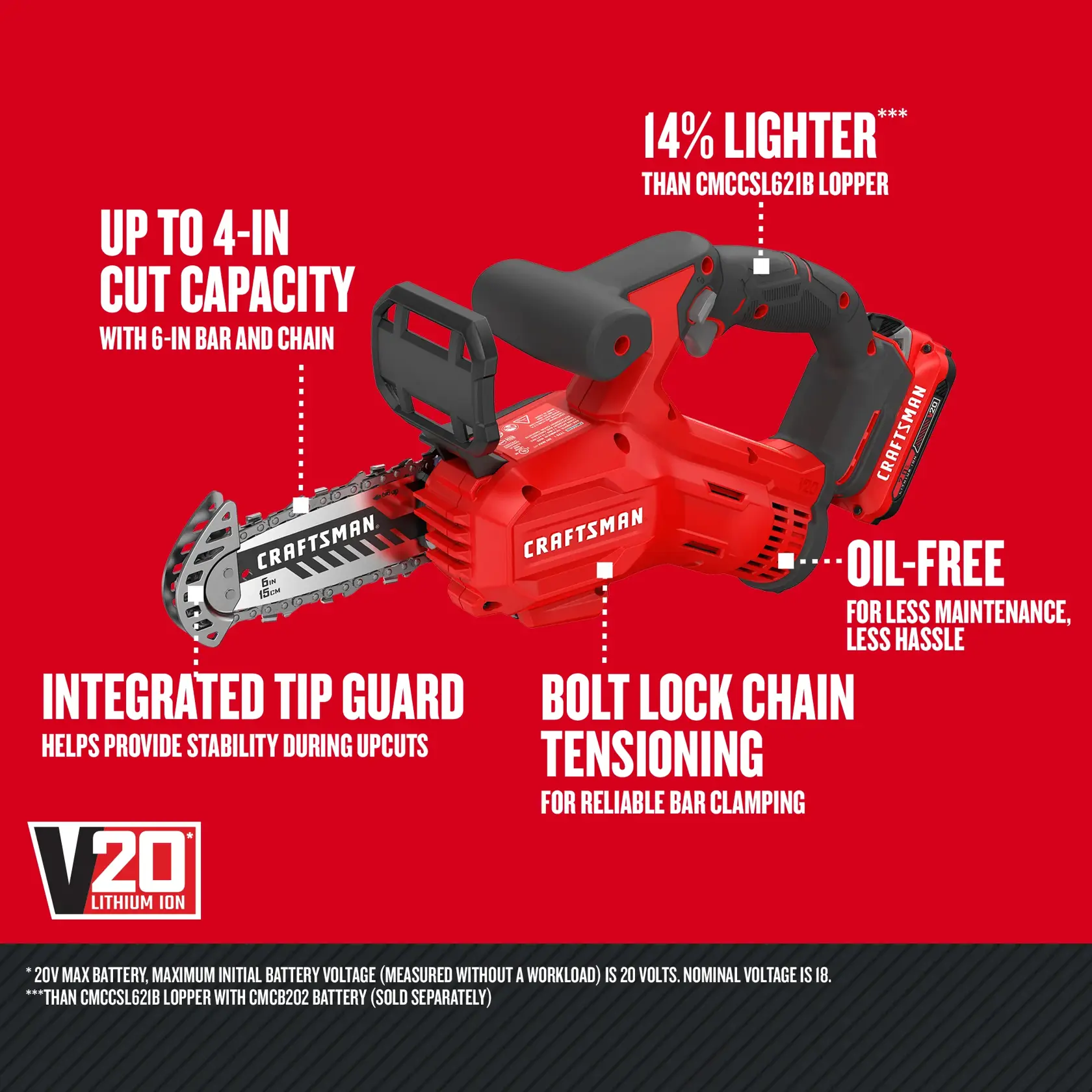 V20 Cordless Pruning Chainsaw
