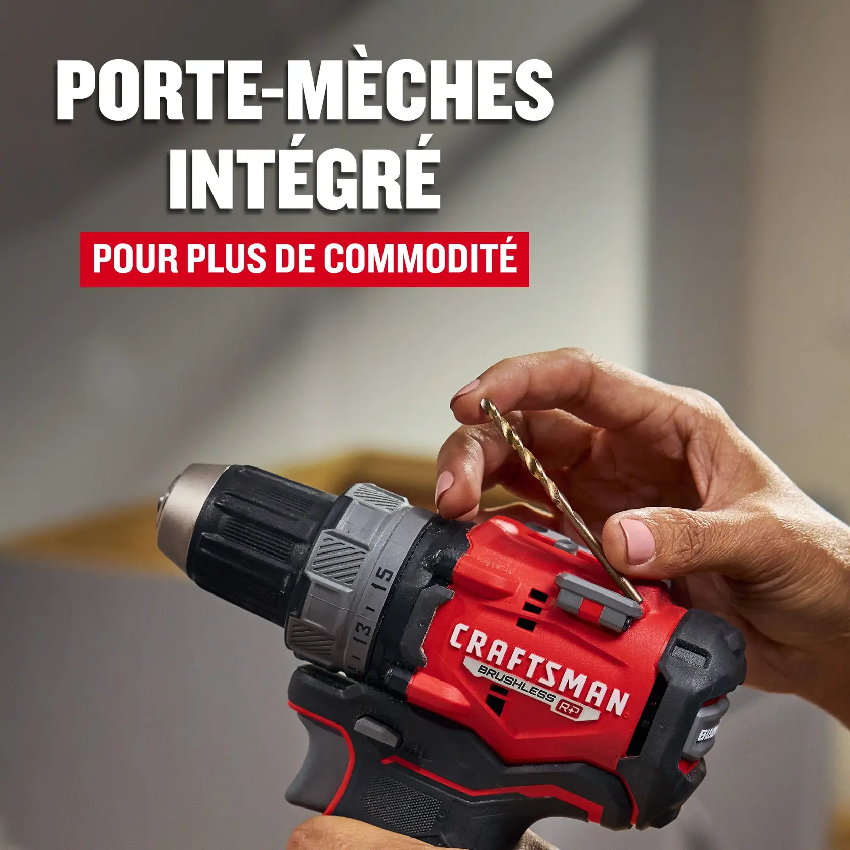 Porte-mèches intégré de la perceuse-visseuse sans balai V20 CRAFTSMAN