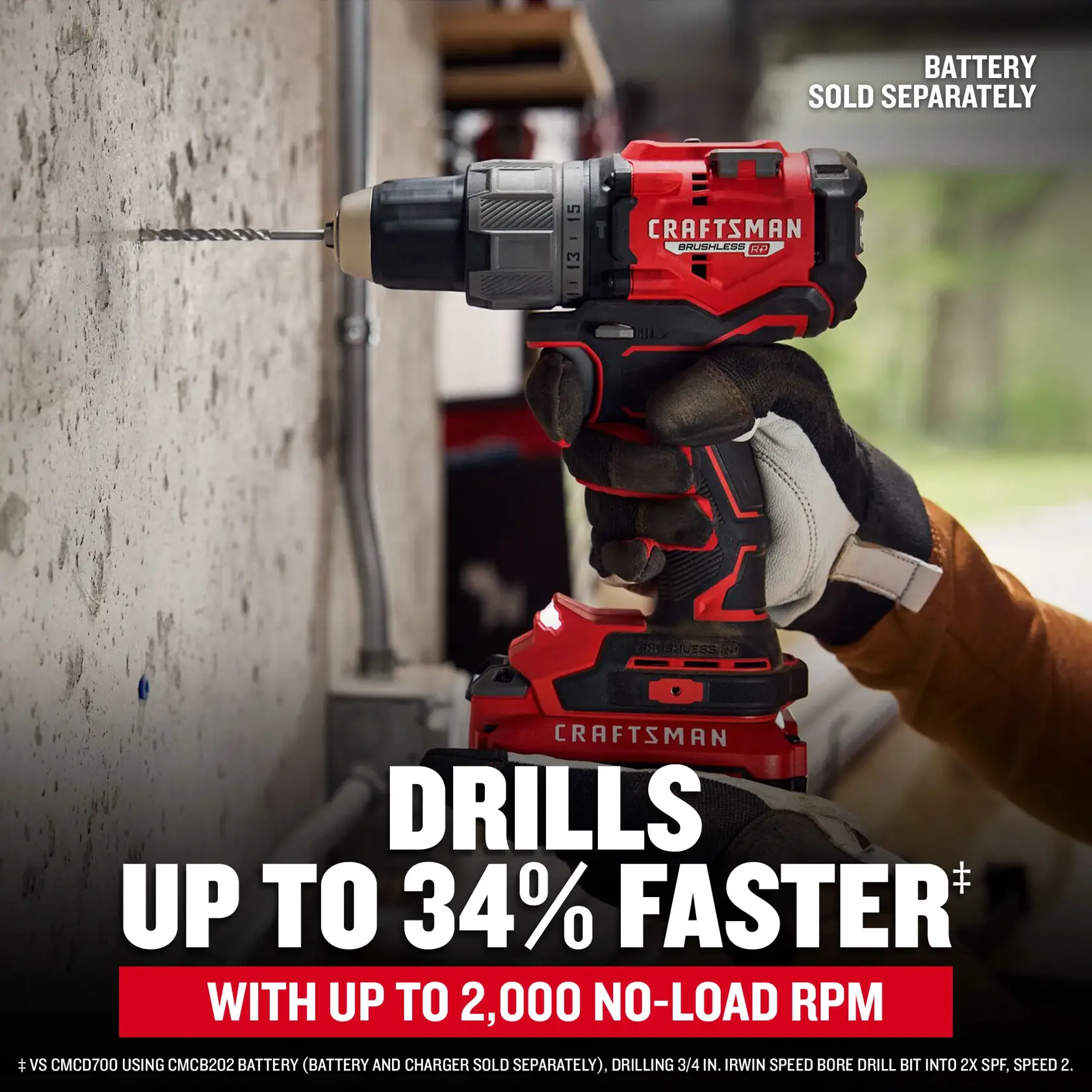 CRAFTSMAN V20 BRP Hammer Drill Drilling Speed