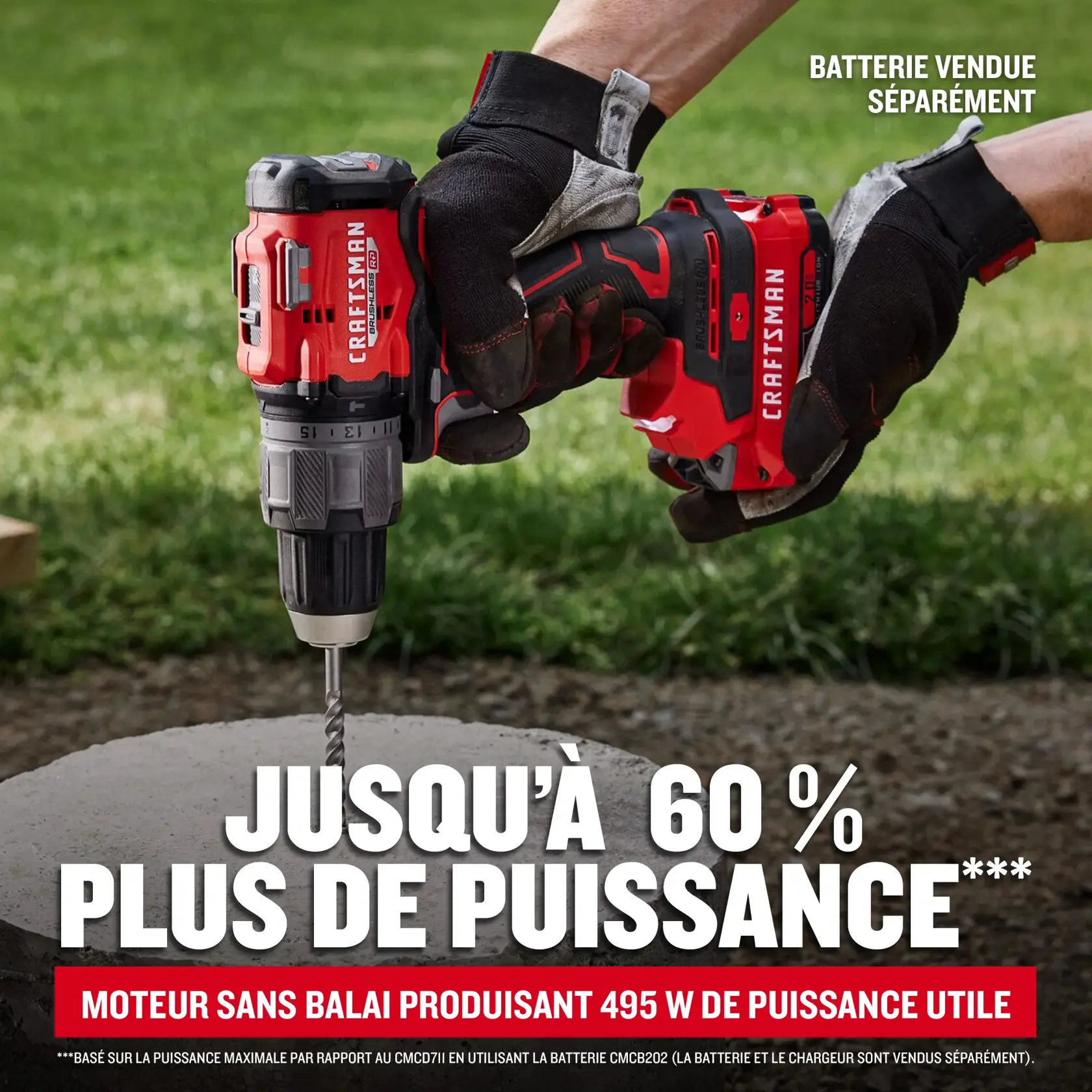 Puissance de la perceuse à percussion V20 sans balai de CRAFTSMAN