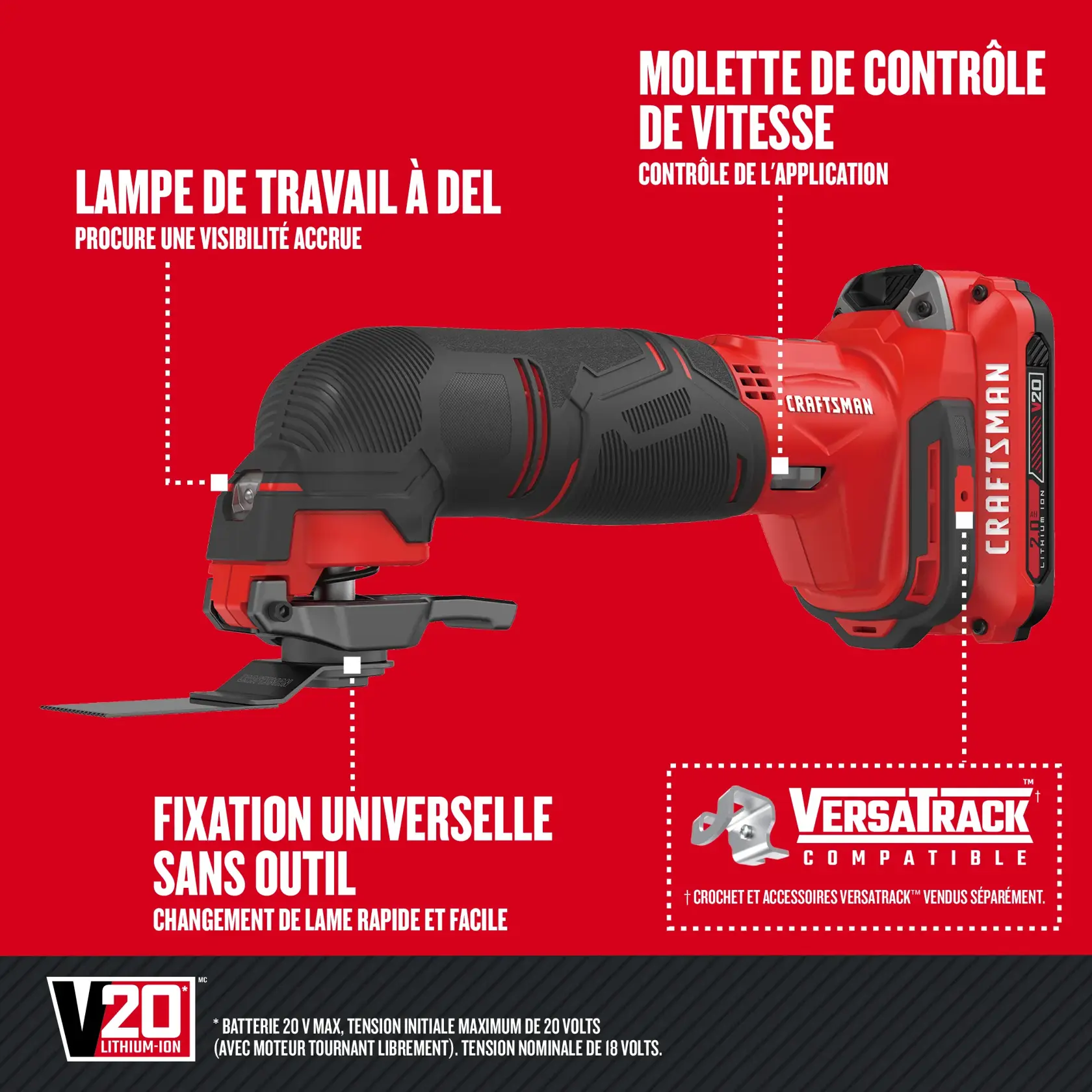 Caractéristiques de l’outil oscillant CRAFTSMAN