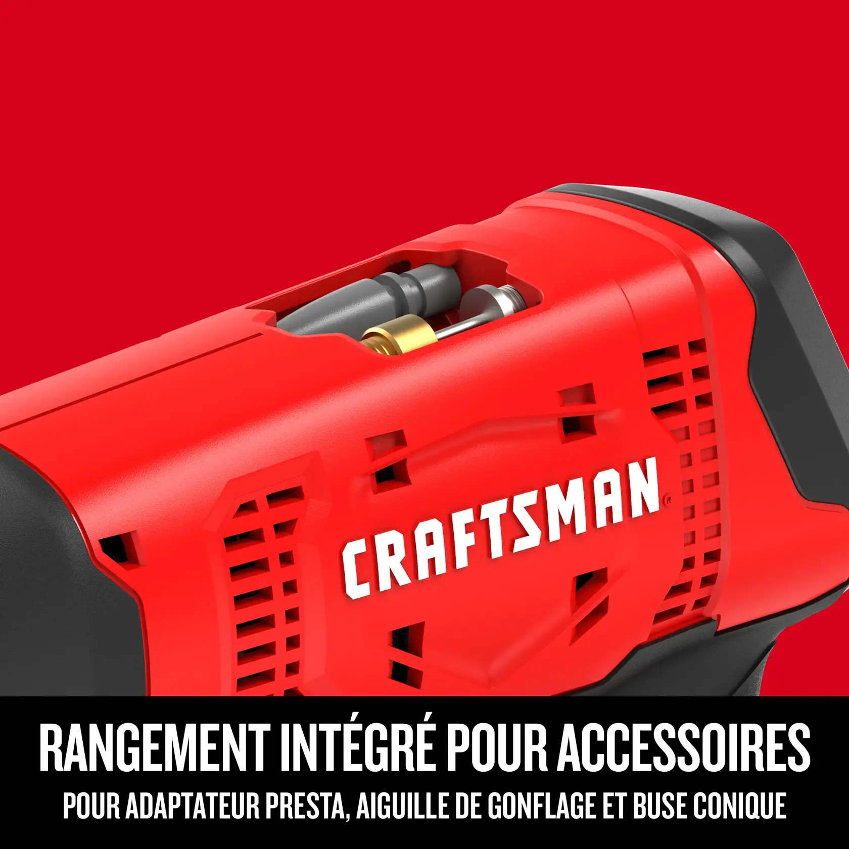 Rangement intégré du dispositif de gonflage CRAFTSMAN