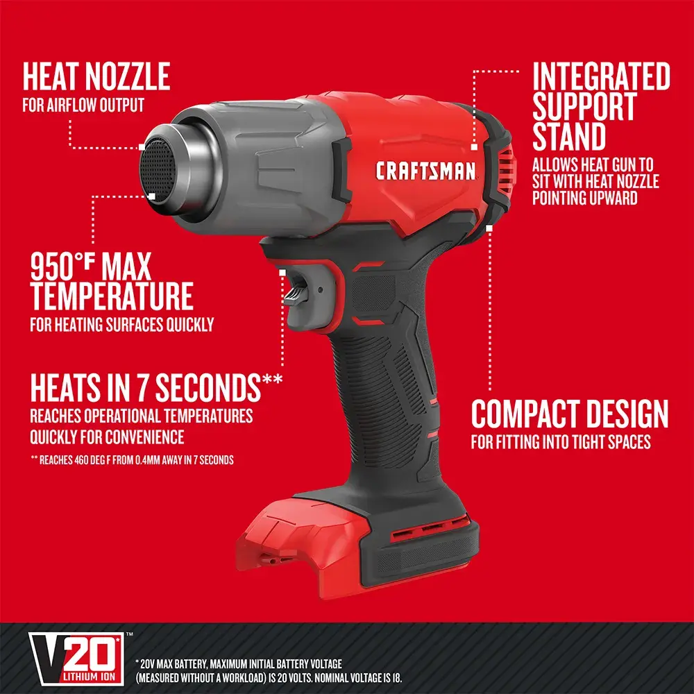 Graphic of CRAFTSMAN Heat Gun highlighting product features