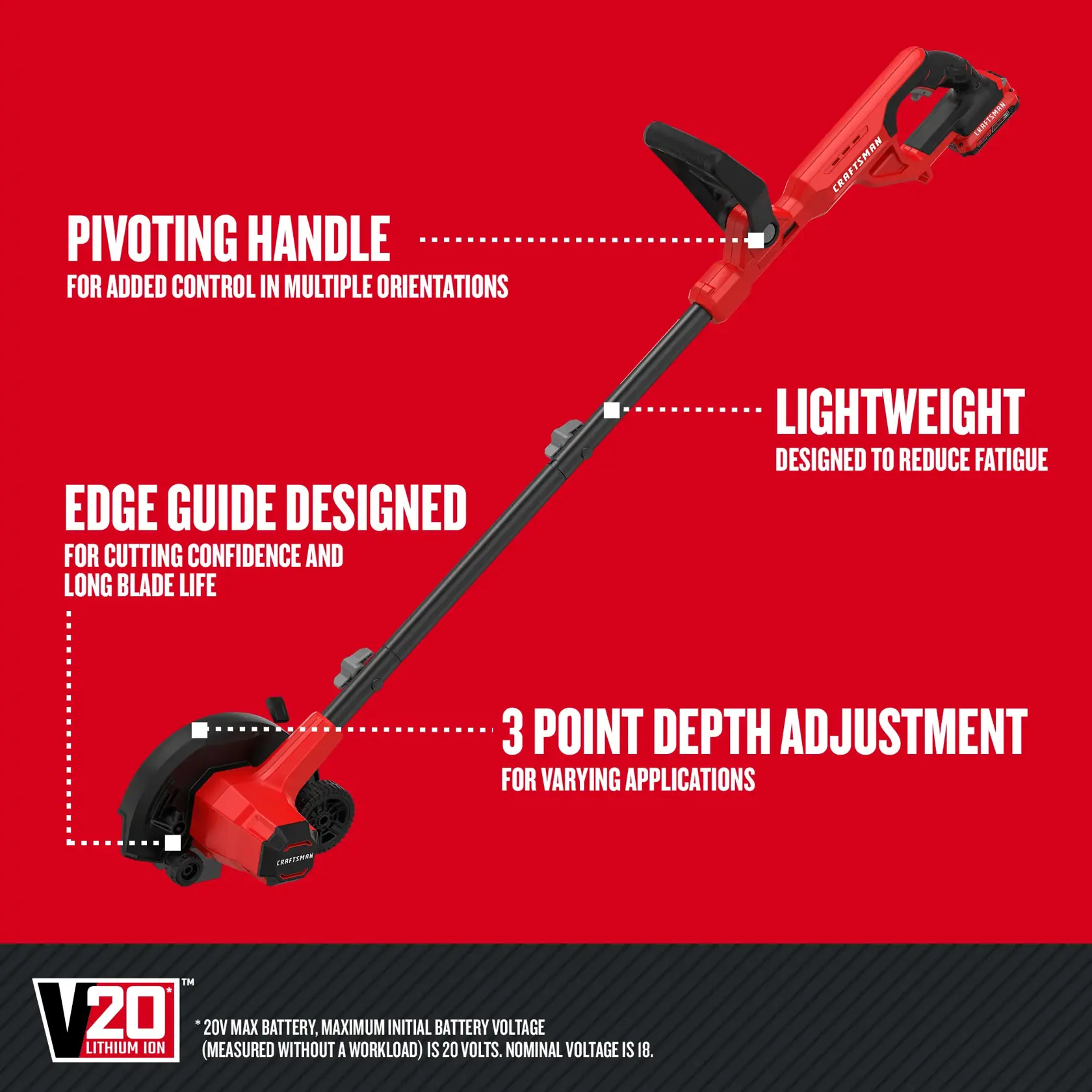 Graphic of CRAFTSMAN Edgers highlighting product features