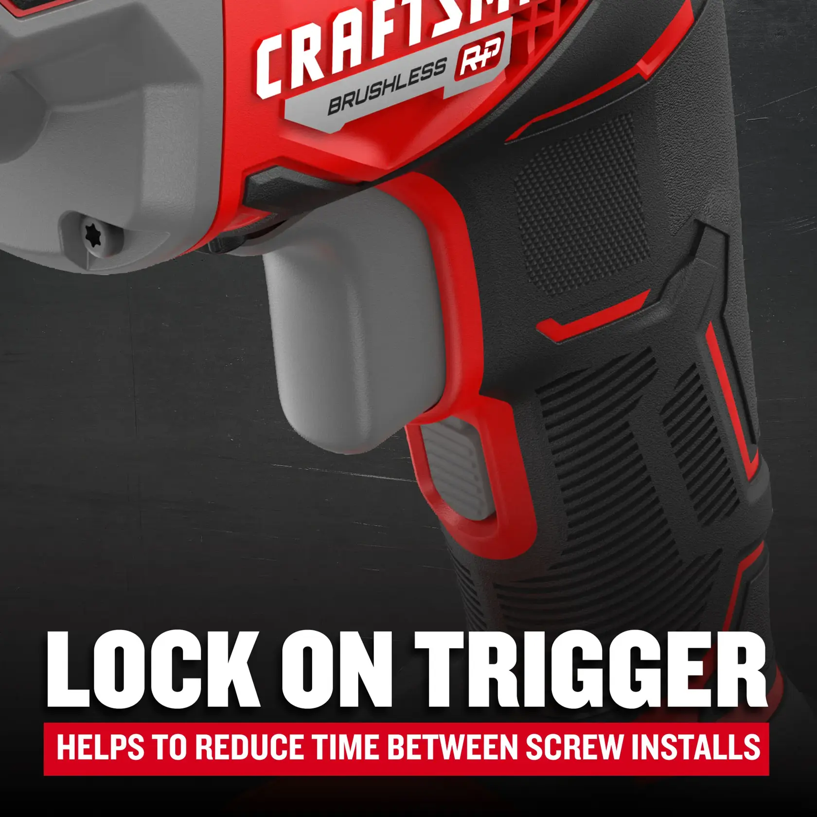 Lock on trigger helps to reduce time between screw installs