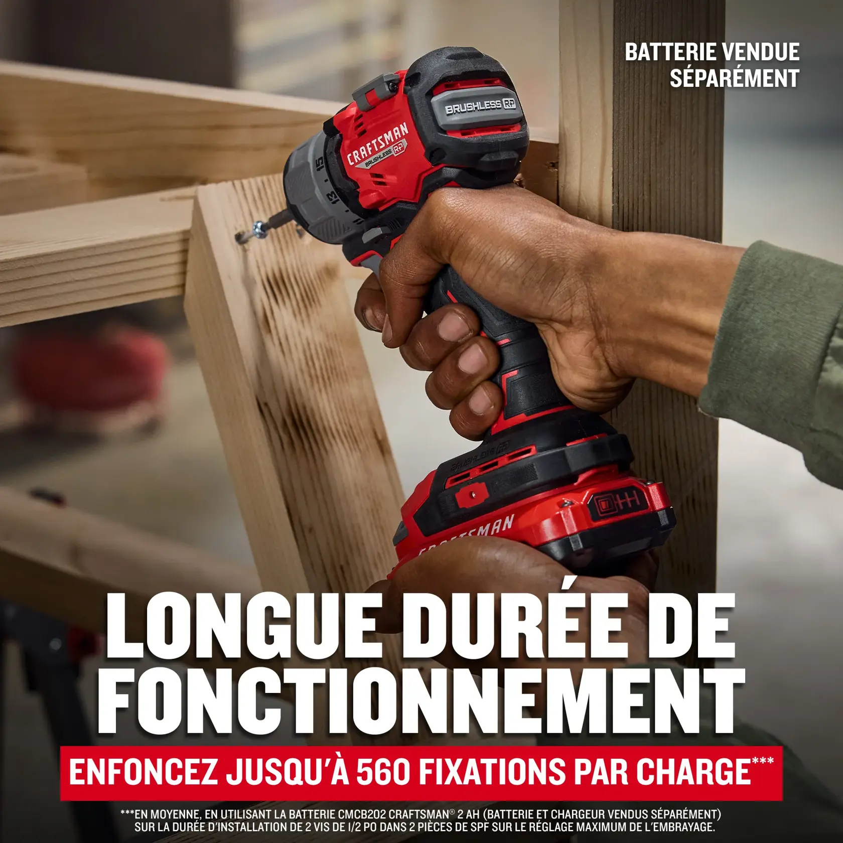 Longue durée de fonctionnement de la perceuse V20 CRAFTSMAN