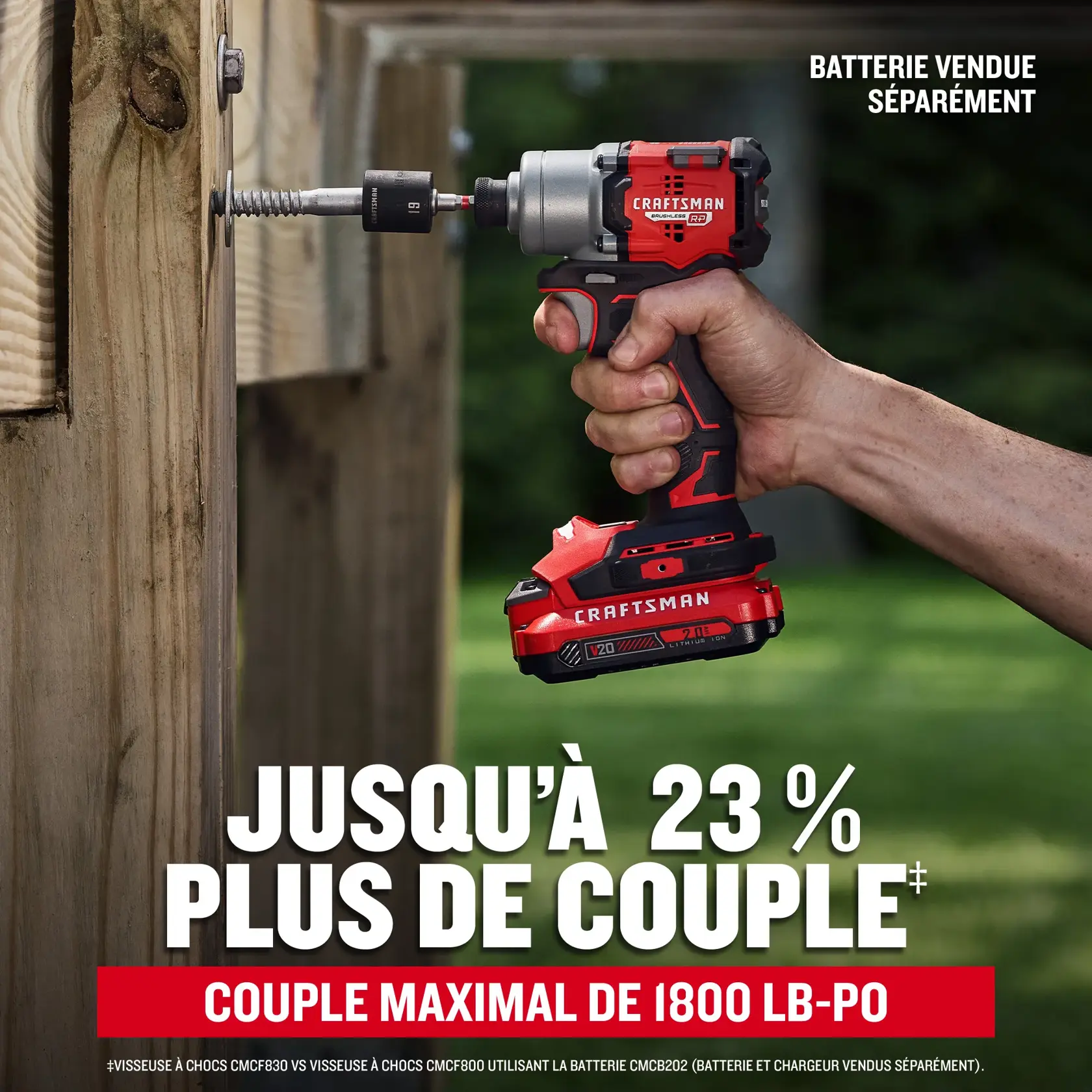 Couple maximal de la visseuse à percussion V20 CRAFTSMAN