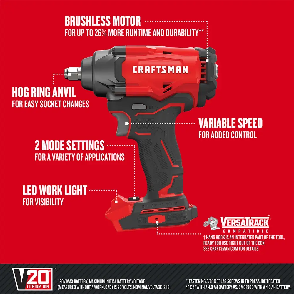 Graphic of CRAFTSMAN Wrenches: Impact highlighting product features