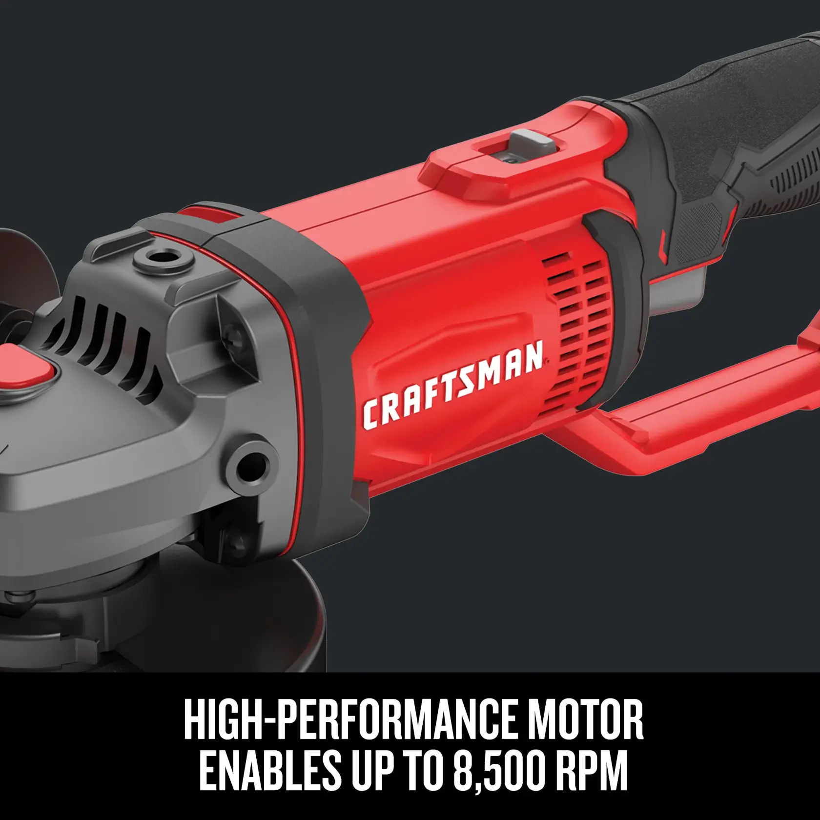 Graphic of CRAFTSMAN Angle Grinder highlighting product features