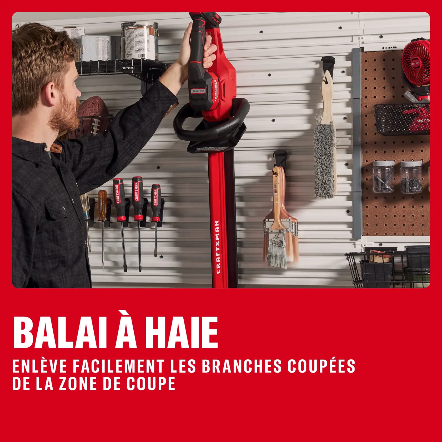 Ensemble de taille-haie 22 po sans fil V20* CRAFTSMAN Brushless RP™ avec batterie 2 Ah et chargeur