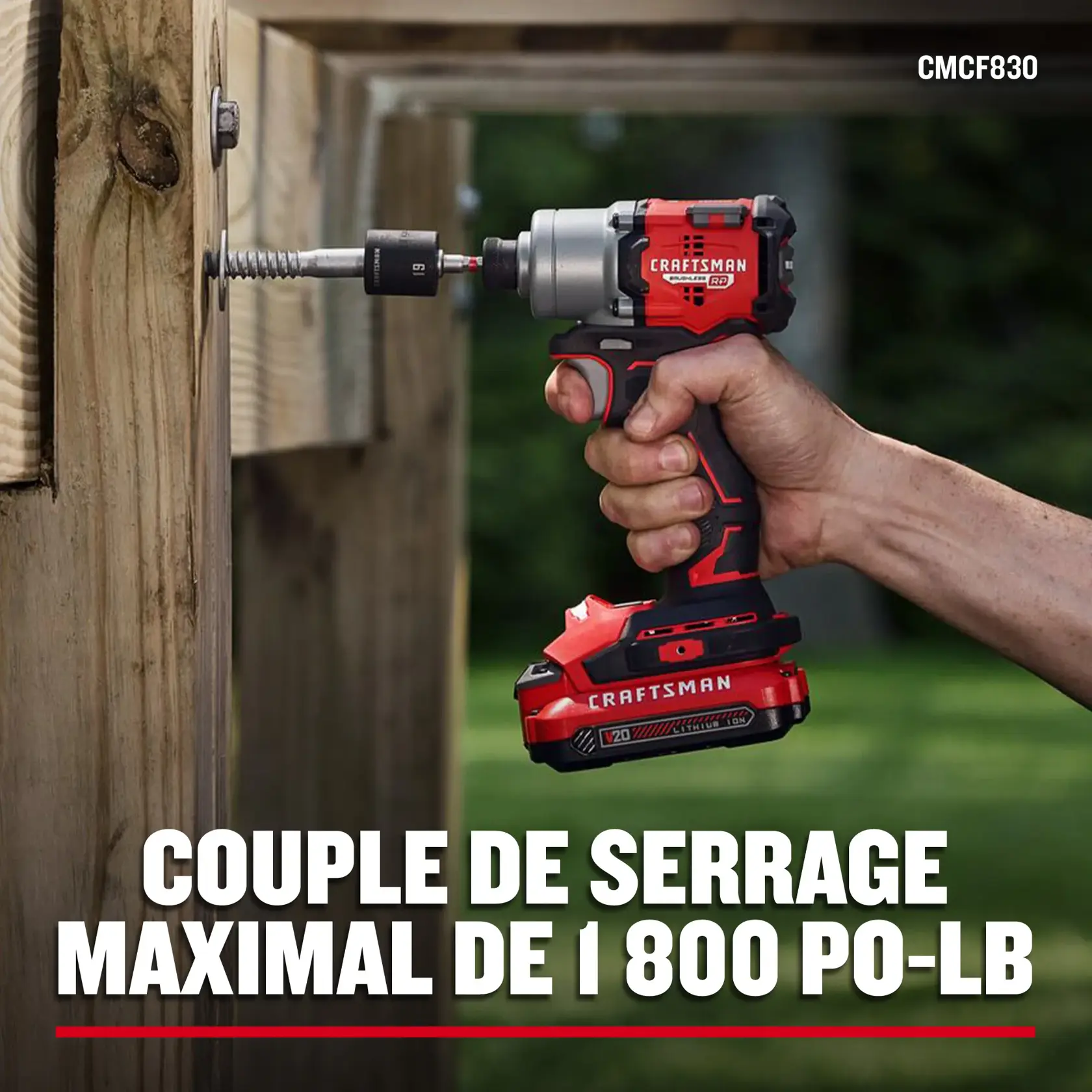 Couple de serrage maximal de l’ensemble 2 outils V20 BRP CRAFTSMAN