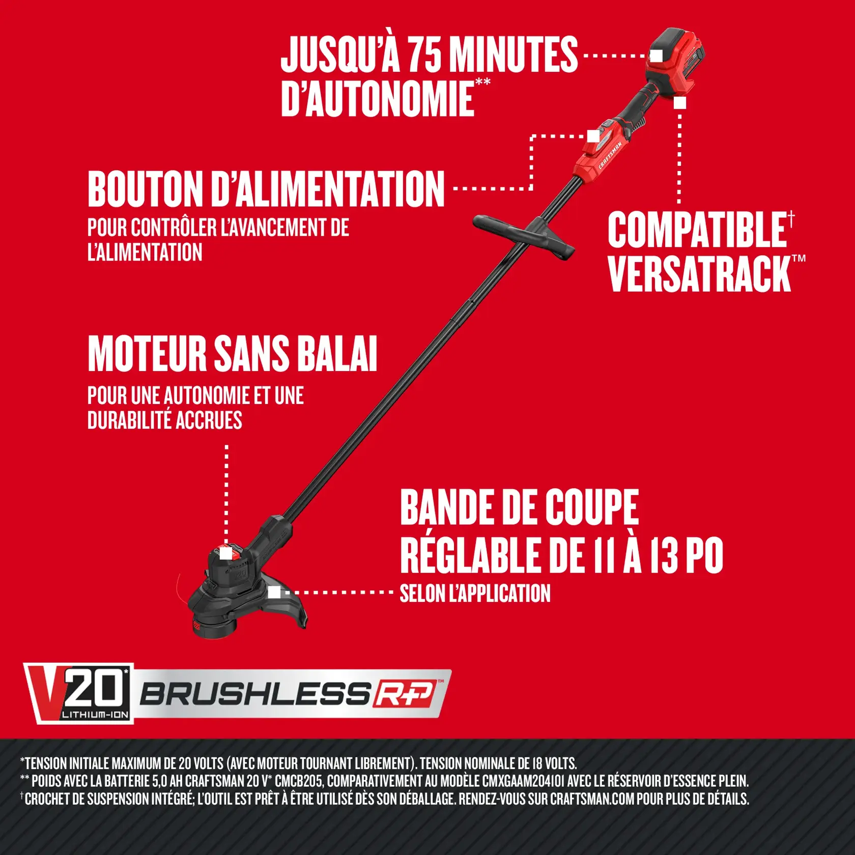 Coupe-bordures V20 sans balai CRAFTSMAN