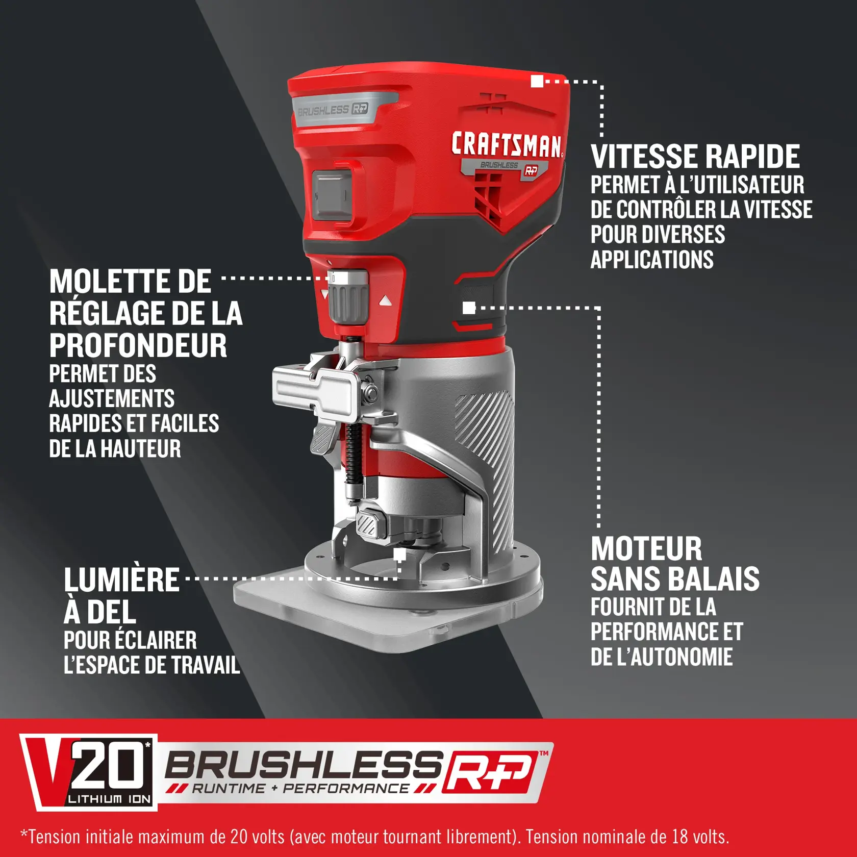 Toupie à base fixe V20 de CRAFTSMAN