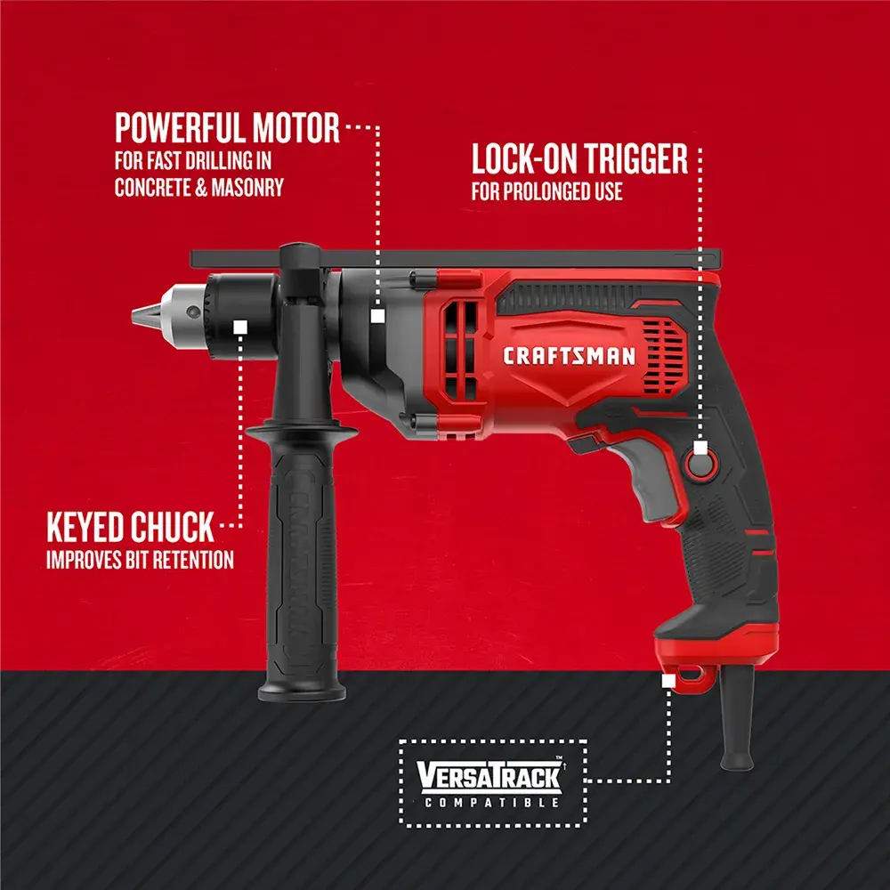 Graphic of CRAFTSMAN Drills: Hammer highlighting product features