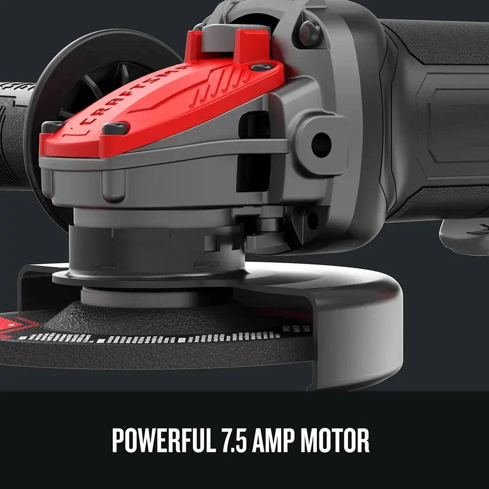 Graphic of CRAFTSMAN Angle Grinder highlighting product features