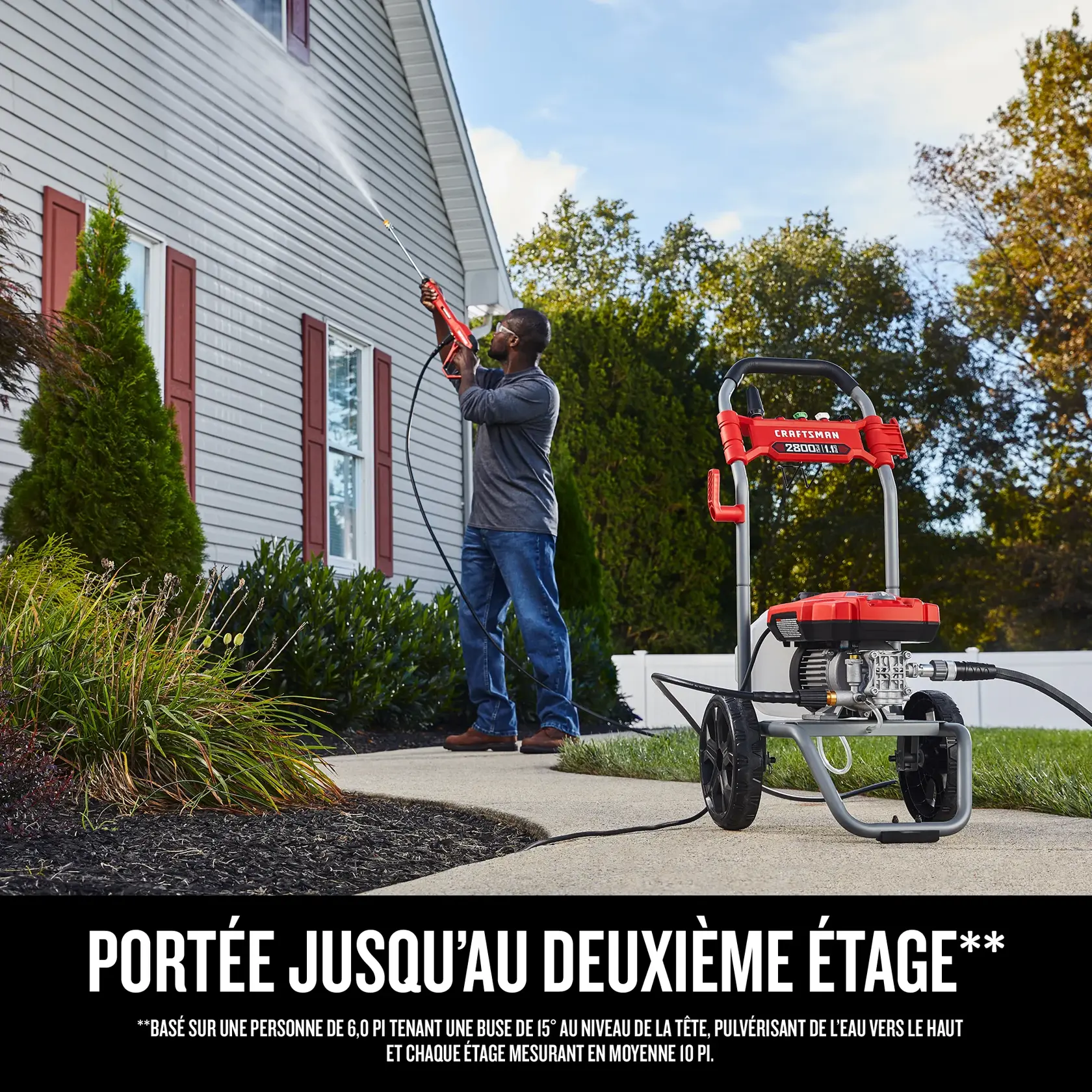 Nettoyeur électrique haute pression à eau froide sans balai de 2 800 lb/po² de CRAFTSMAN