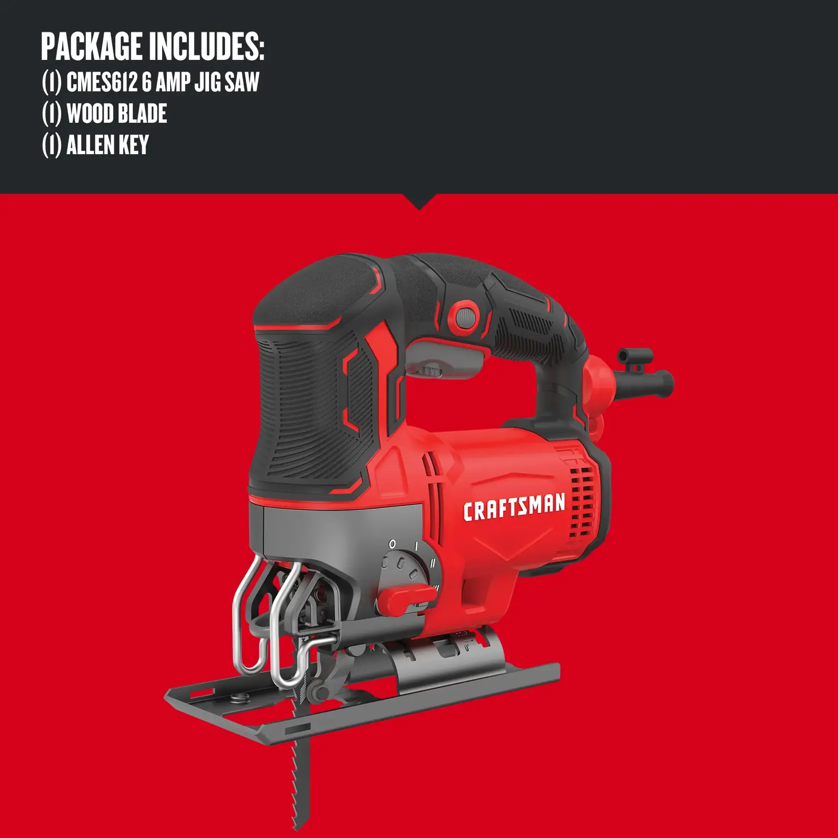 Graphic of CRAFTSMAN Jig Saw highlighting product features