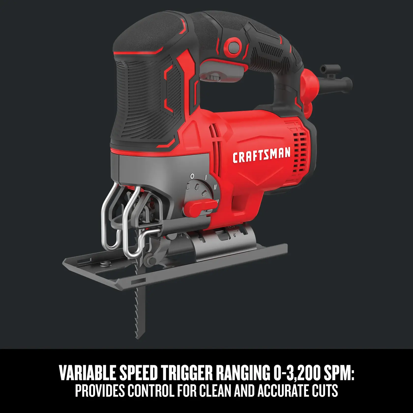 Graphic of CRAFTSMAN Jig Saw highlighting product features