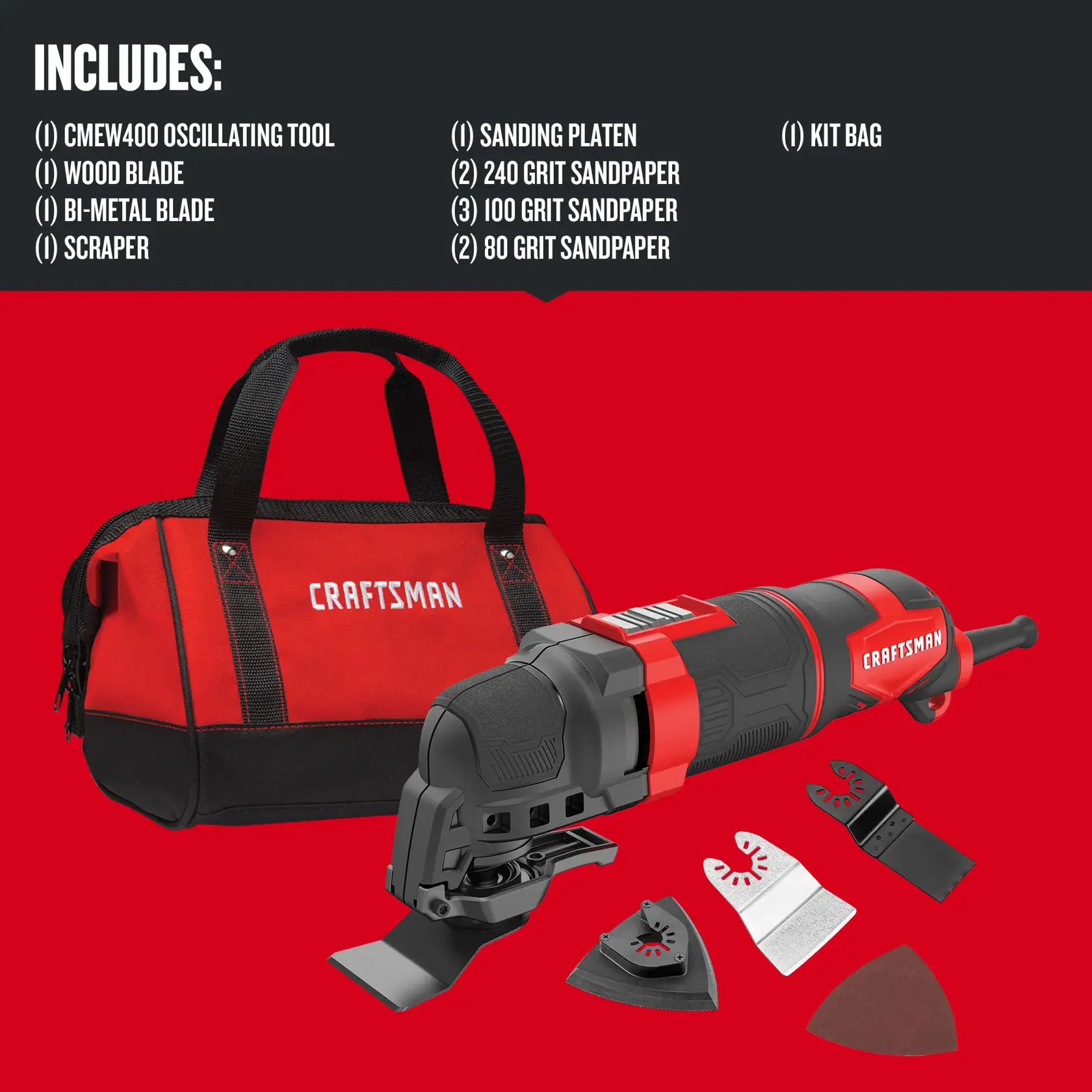 Graphic of CRAFTSMAN Oscillating Multi-Tools highlighting product features