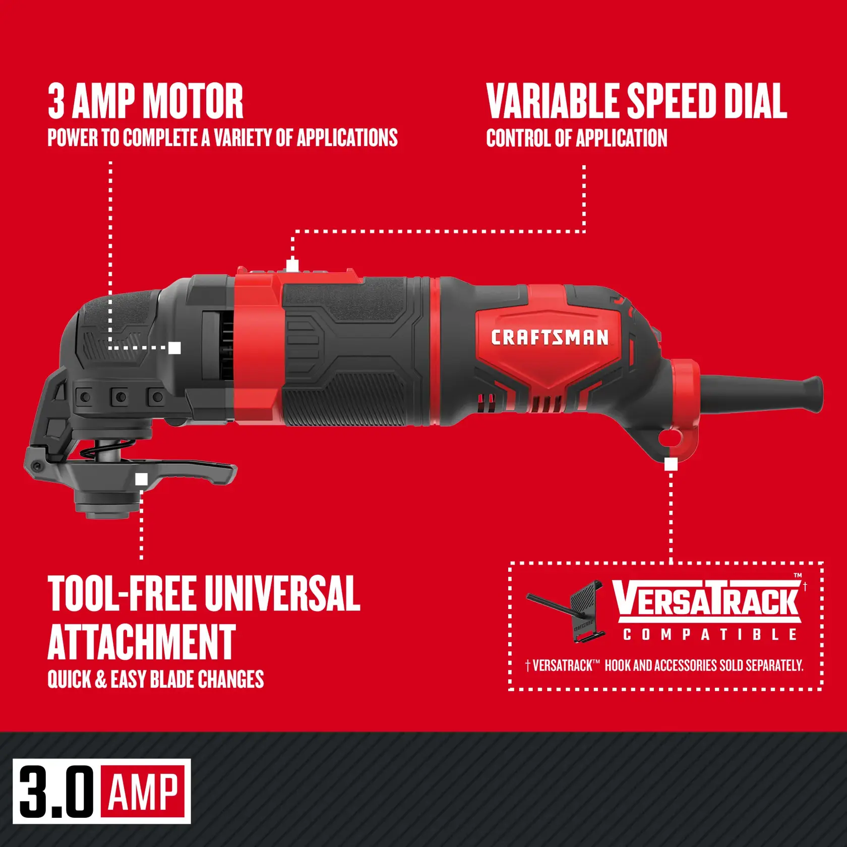 Graphic of CRAFTSMAN Oscillating Multi-Tools highlighting product features