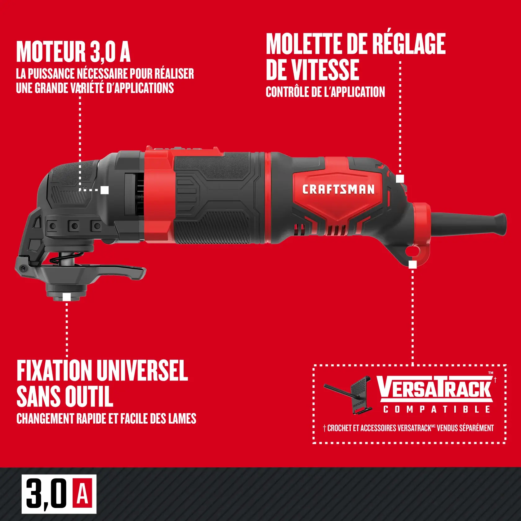 Caractéristiques de l'outil rotatif multifonctions CRAFTSMAN