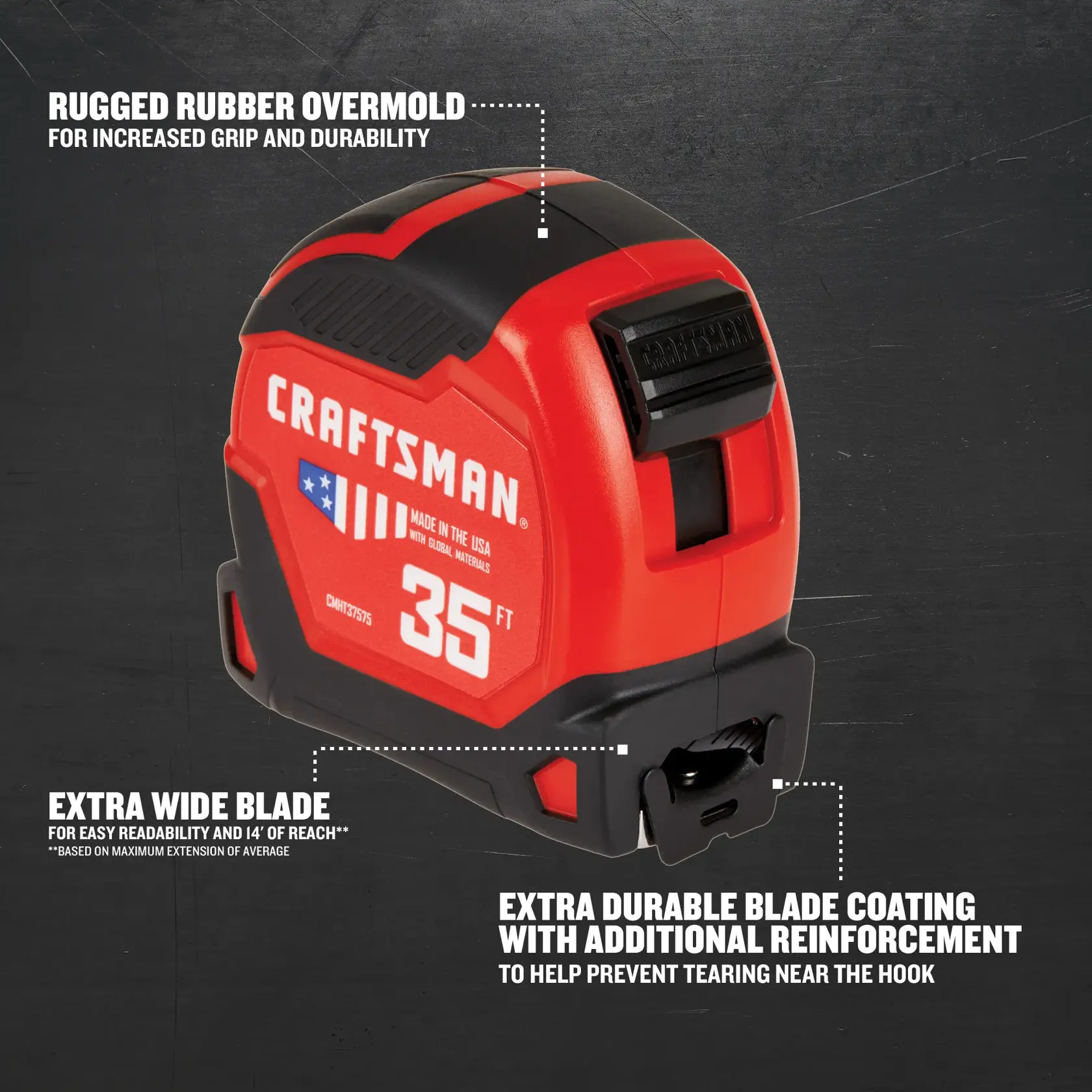 Graphic of CRAFTSMAN Measuring: Short Tapes highlighting product features