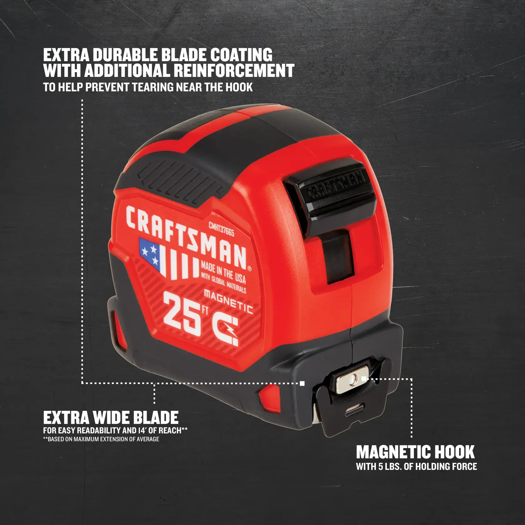 Graphic of CRAFTSMAN Measuring: Short Tapes highlighting product features