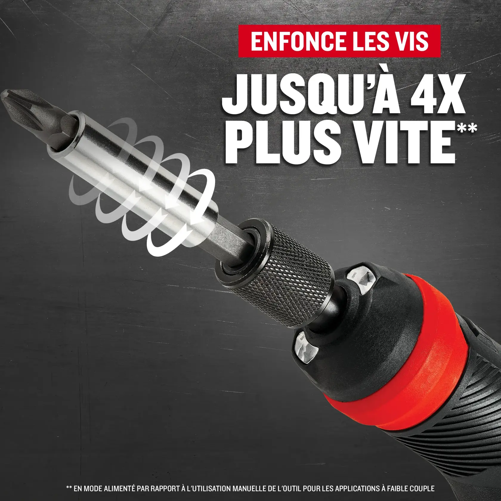 Graphiques CRAFTSMAN montrant un embout de tournevis, accent rouge, SKU CMHT66718B20, vue en angle, texte promotionnel.