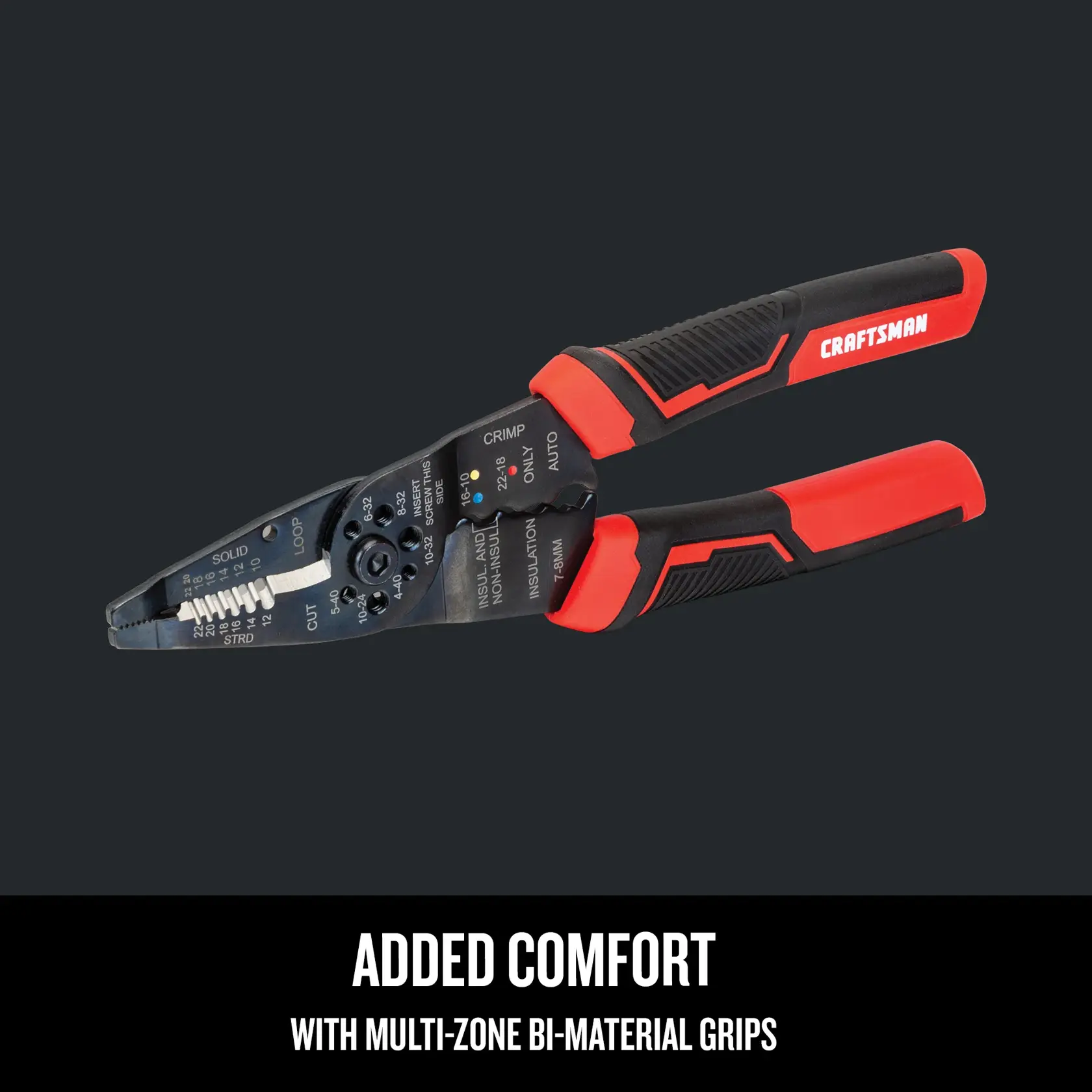 Graphic of CRAFTSMAN Wire Crimper highlighting product features