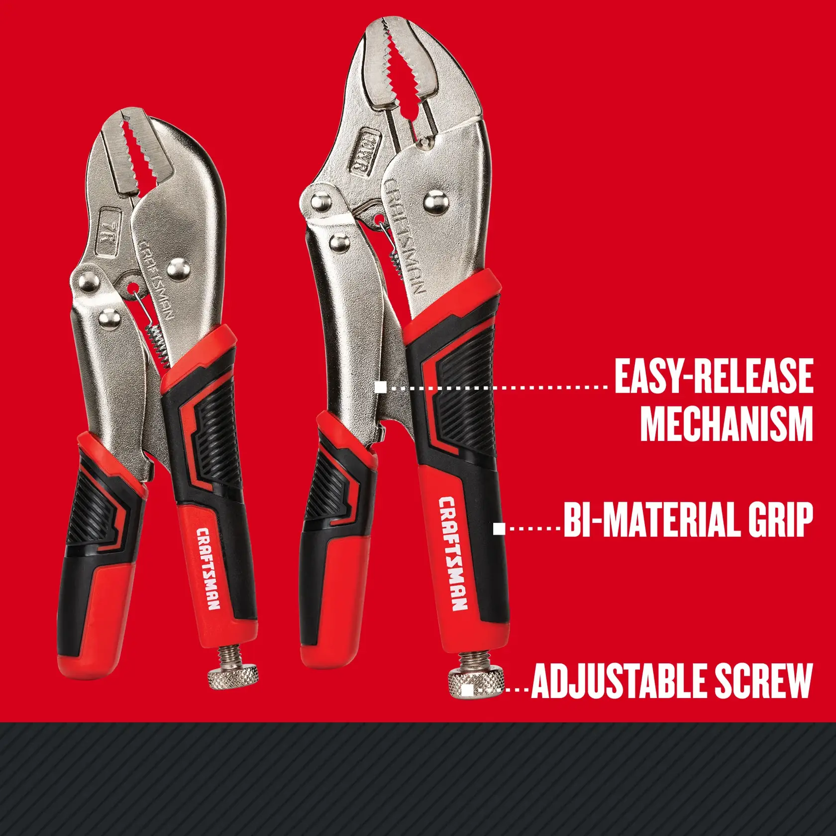 Graphic of CRAFTSMAN Pliers: Locking Set highlighting product features