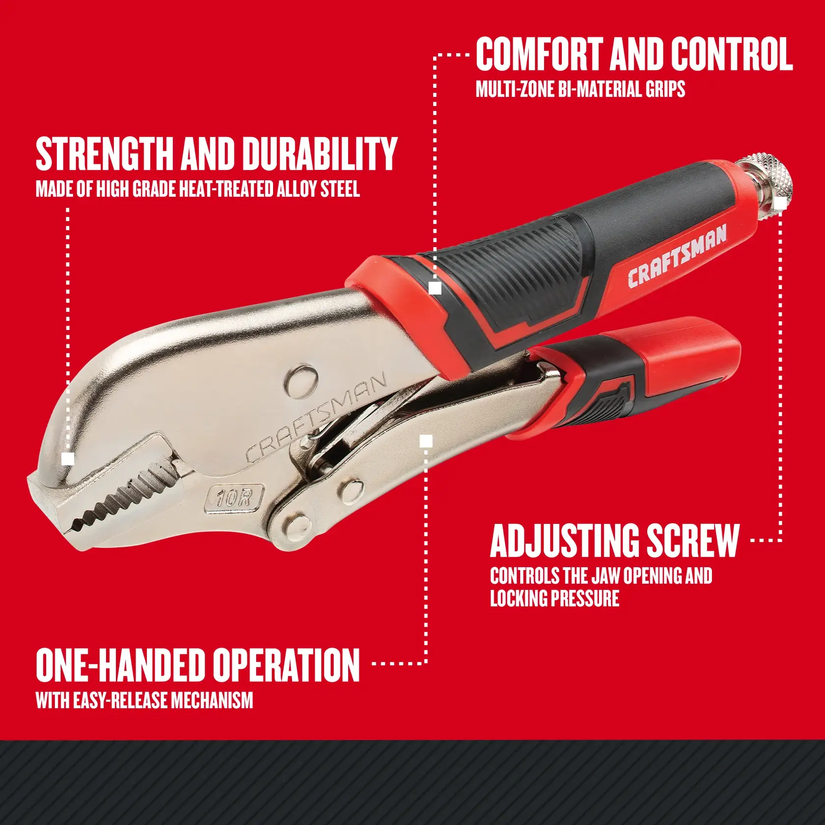 Graphic of CRAFTSMAN Pliers: Locking highlighting product features