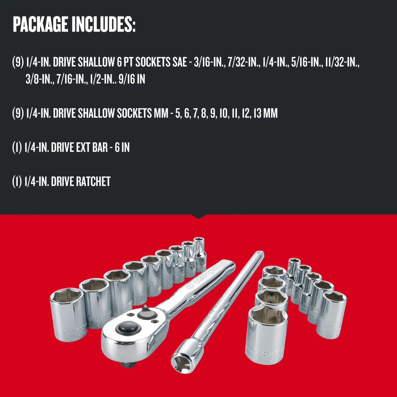 Graphic of CRAFTSMAN Sockets: Set highlighting product features