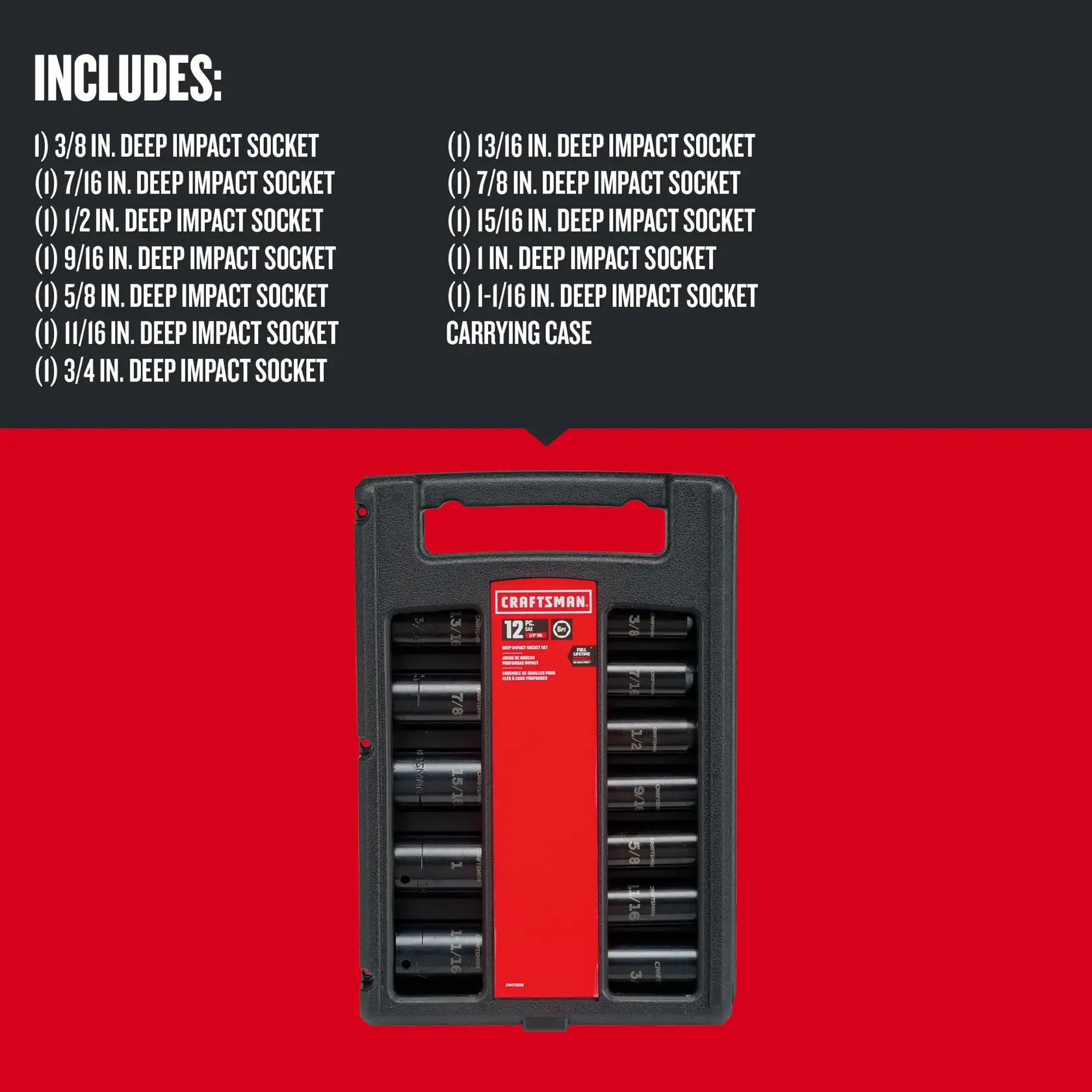 Graphic of CRAFTSMAN Sockets: Impact highlighting product features