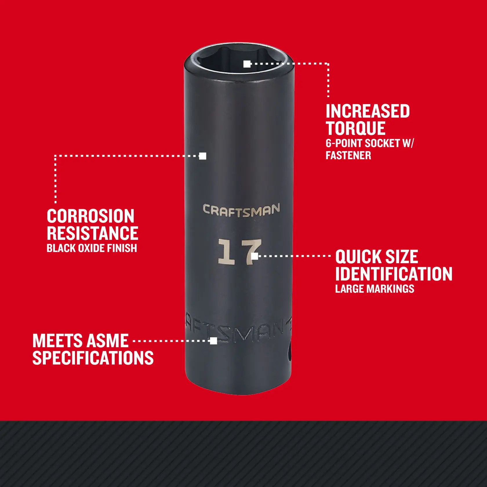 Craftsman CMMT16078 1/2 in. Drive 17mm Metric Deep Impact Socket Walkaround