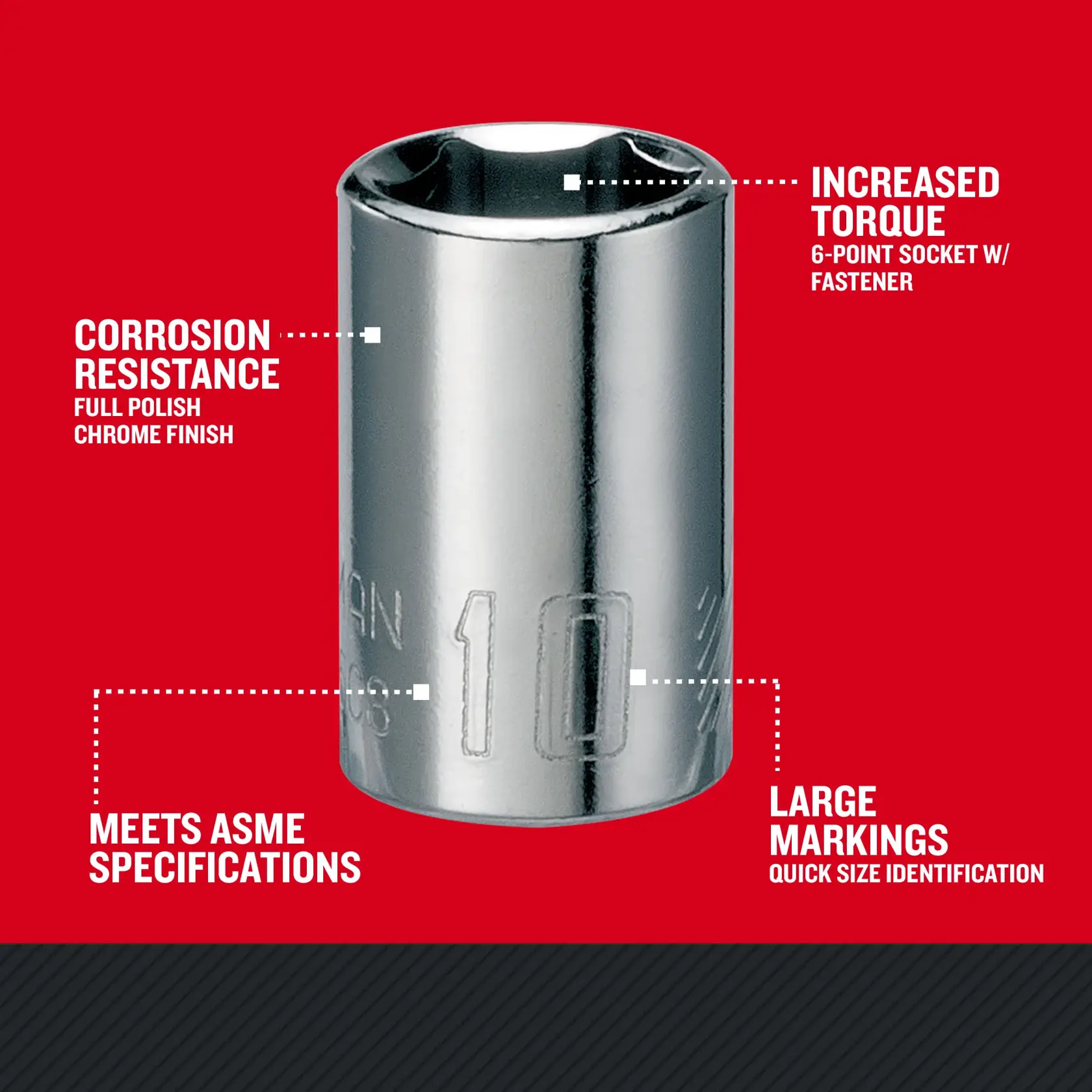 Craftsman CMMT43508 1/4 in. Drive 10 mm 6 Point Shallow Socket Walkaround