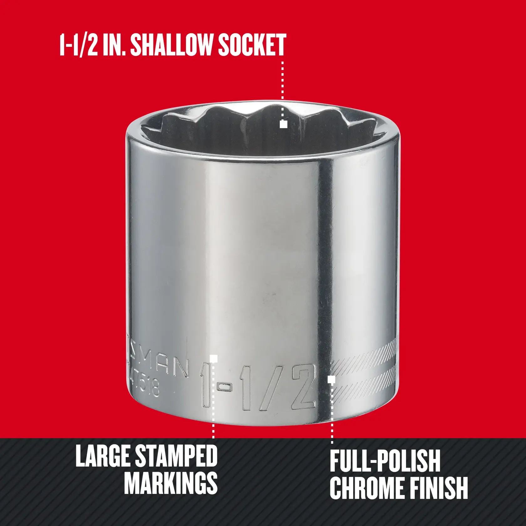Graphic of CRAFTSMAN Sockets: Shallow highlighting product features