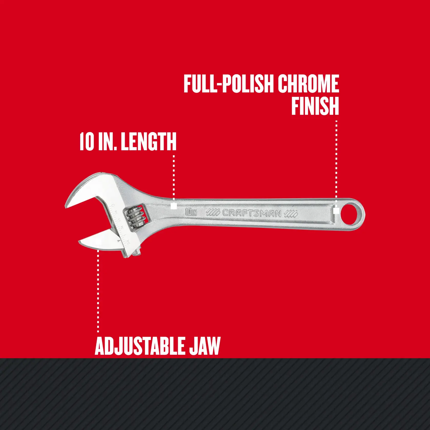Graphic of CRAFTSMAN Wrenches: Adjustable highlighting product features