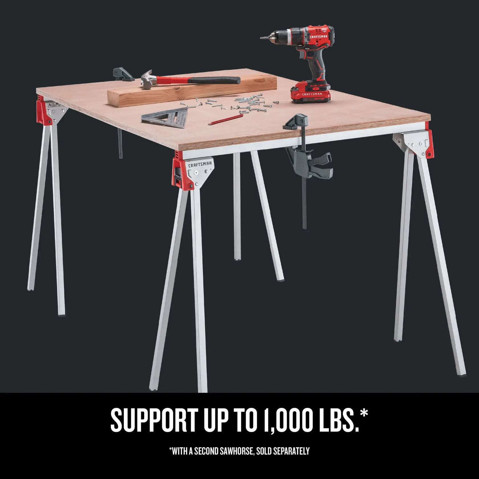Graphic of CRAFTSMAN Bench & Stationary: Sawhorses highlighting product features