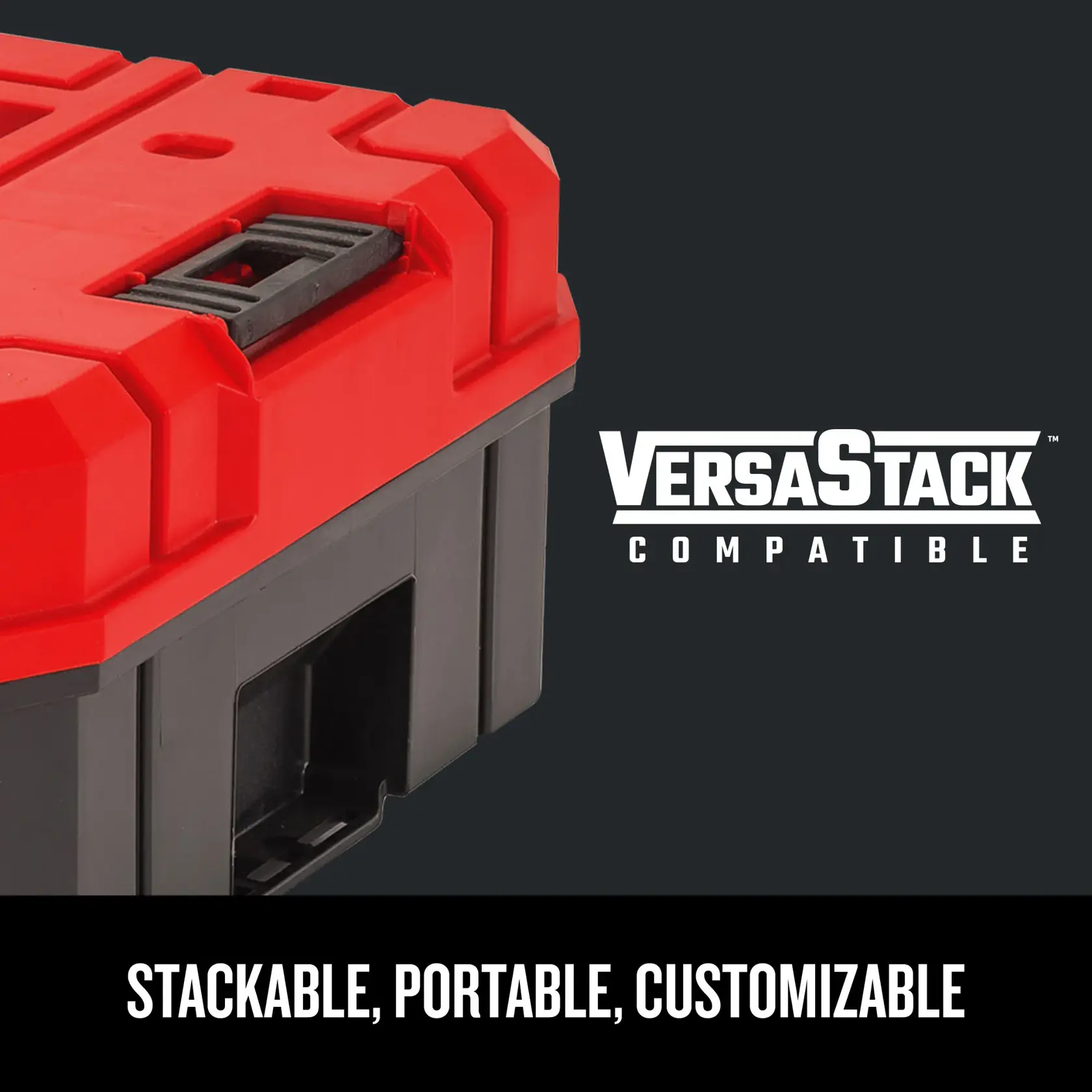 Graphic of CRAFTSMAN Storage: Versastack highlighting product features