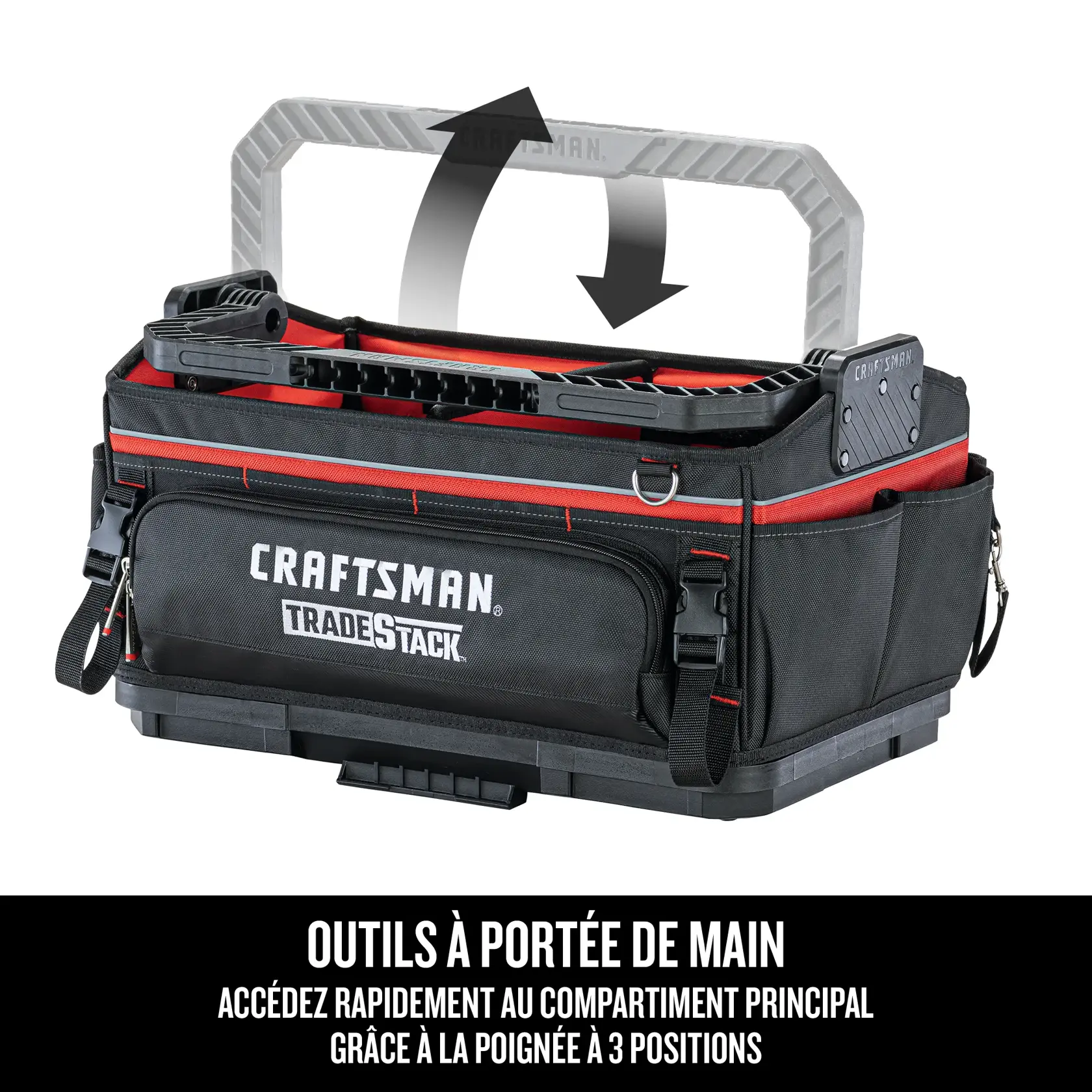 Outils à portée de main, accédez rapidement au compartiment principal grâce à la poignée à trois positions