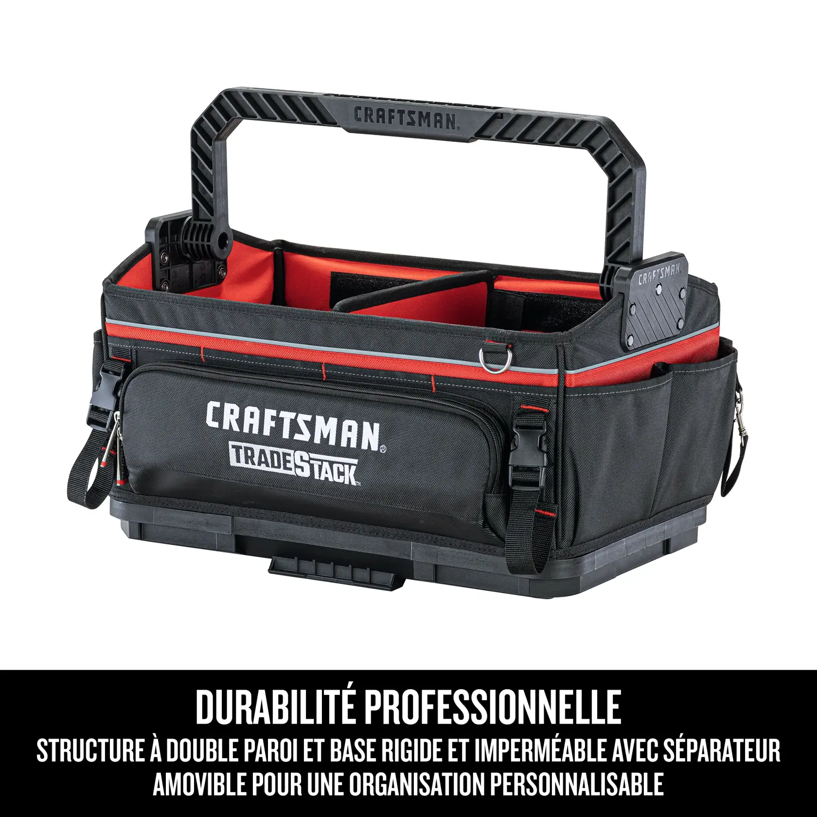 Durabilité professionnelle. Structure à double paroi et base rigide et impermeable avec séparateur amovible pour une organisation personnalisable