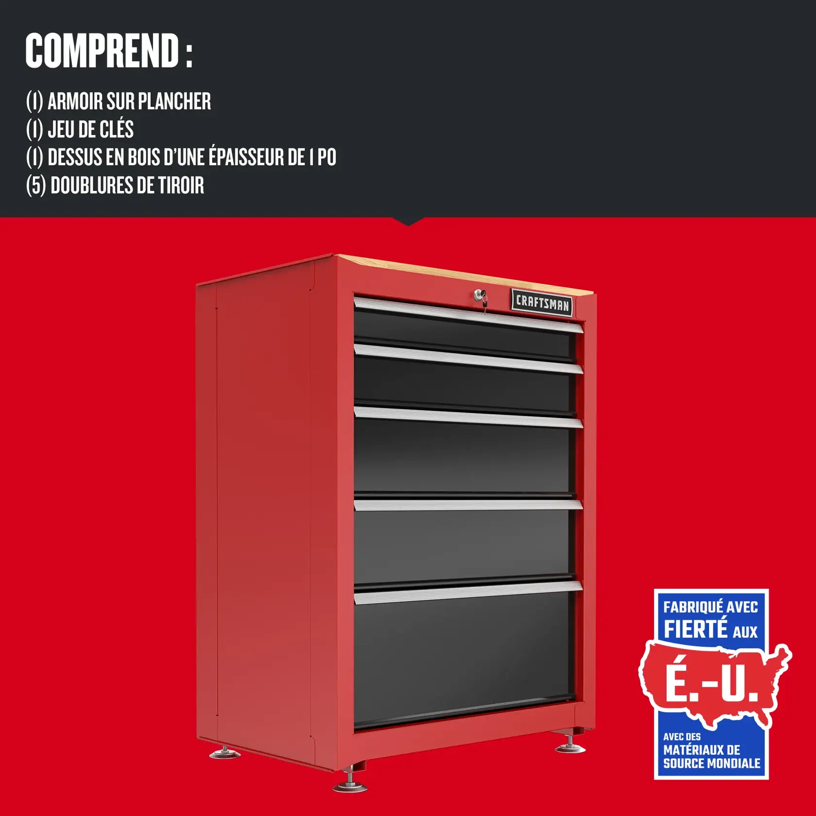Contenu de l'armoire sur plancher CRAFTSMAN