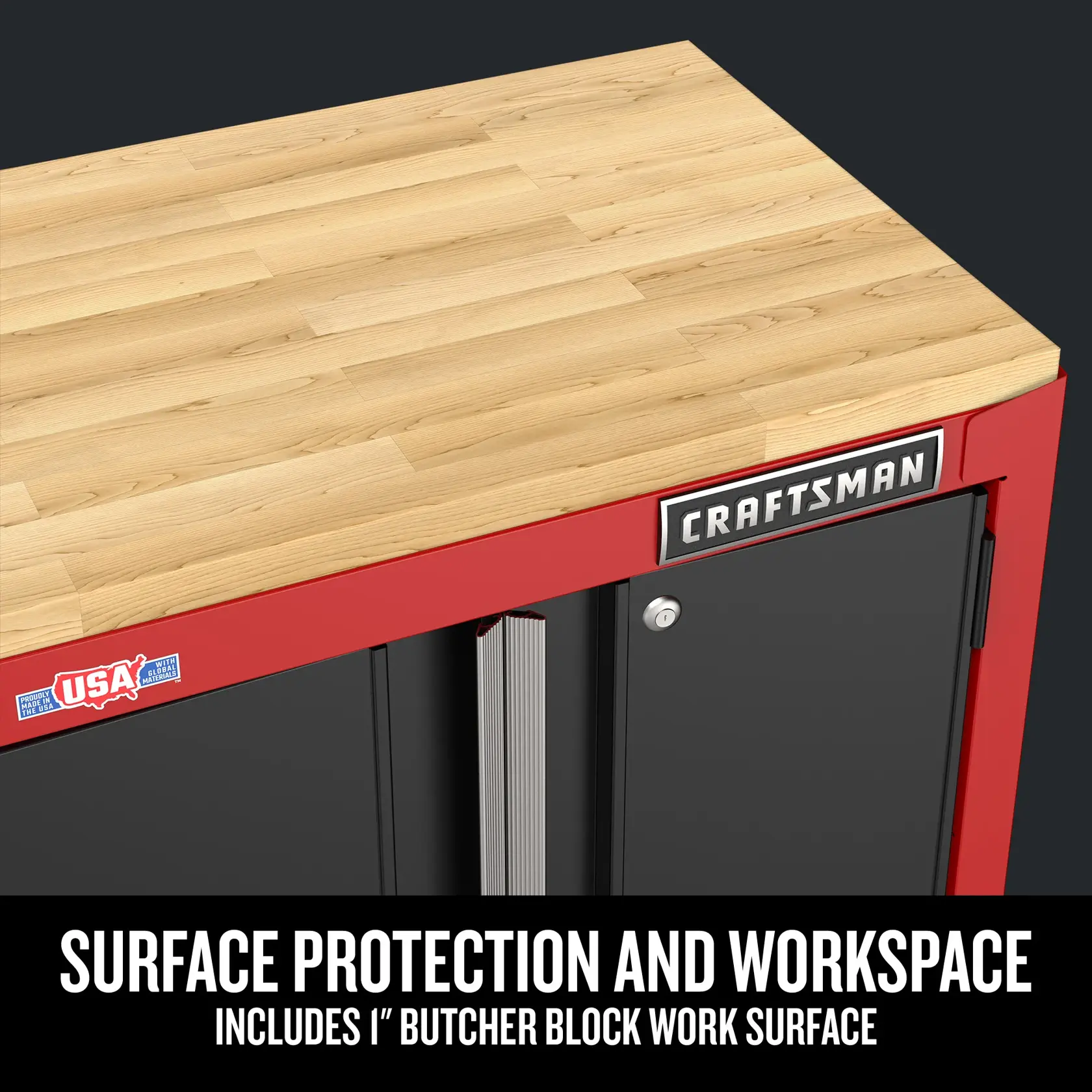 Graphic of CRAFTSMAN Storage: Cabinets & Chests Stationary highlighting product features