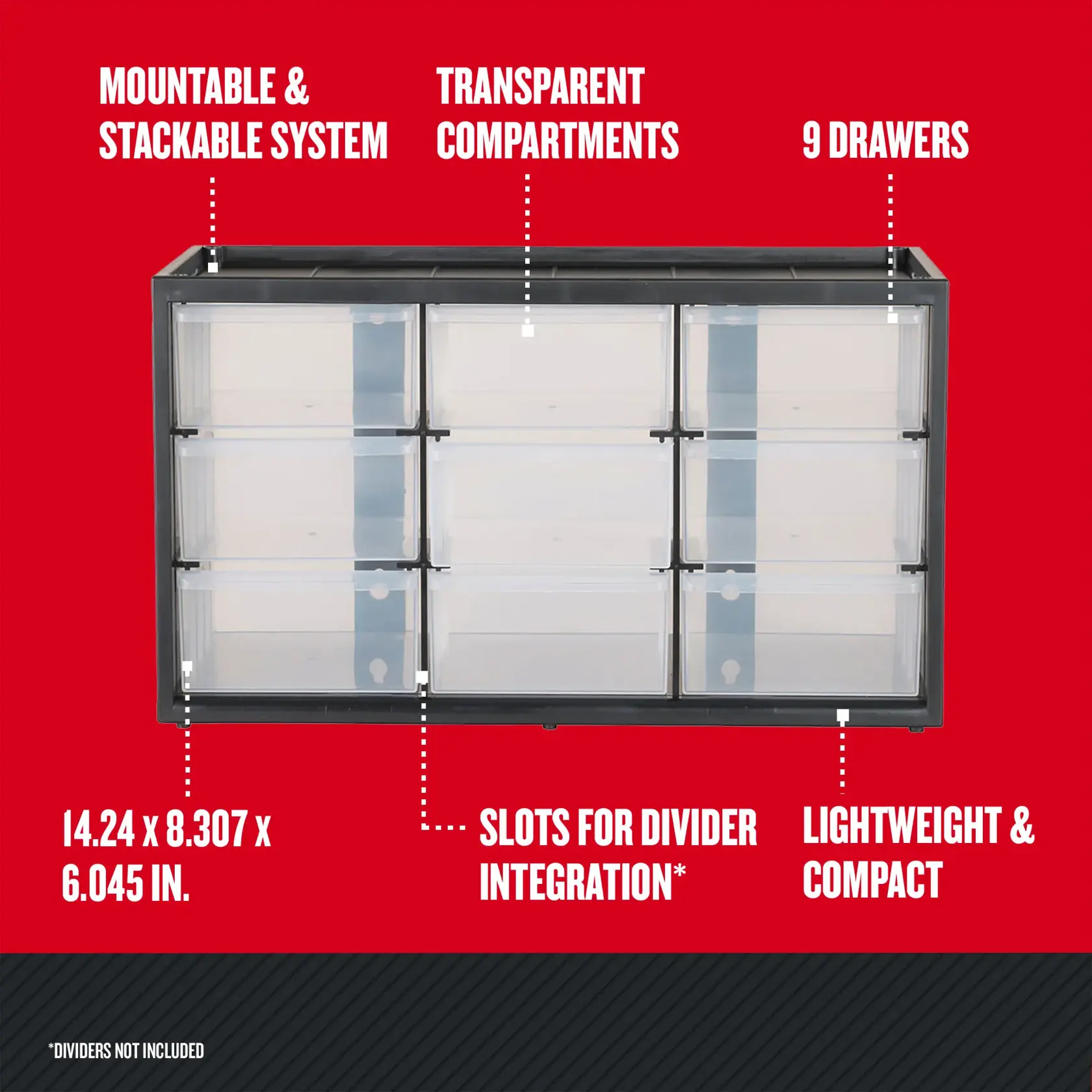 Graphic of CRAFTSMAN Storage: Part Organizers highlighting product features