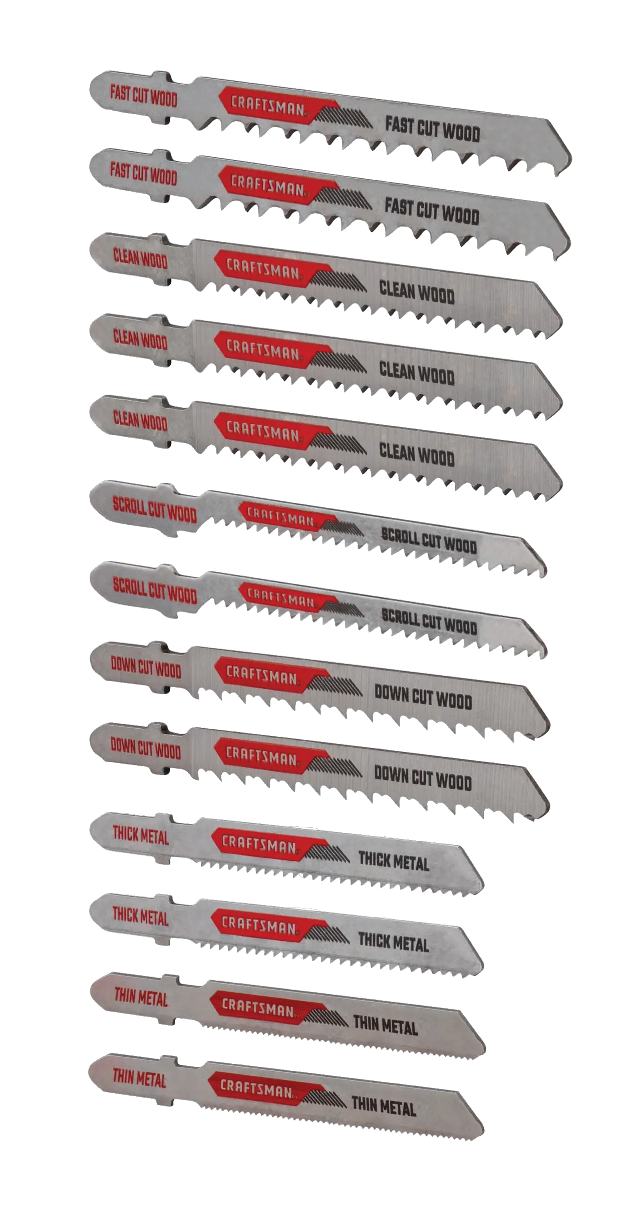 13 piece t shank jigsaw blade kit.