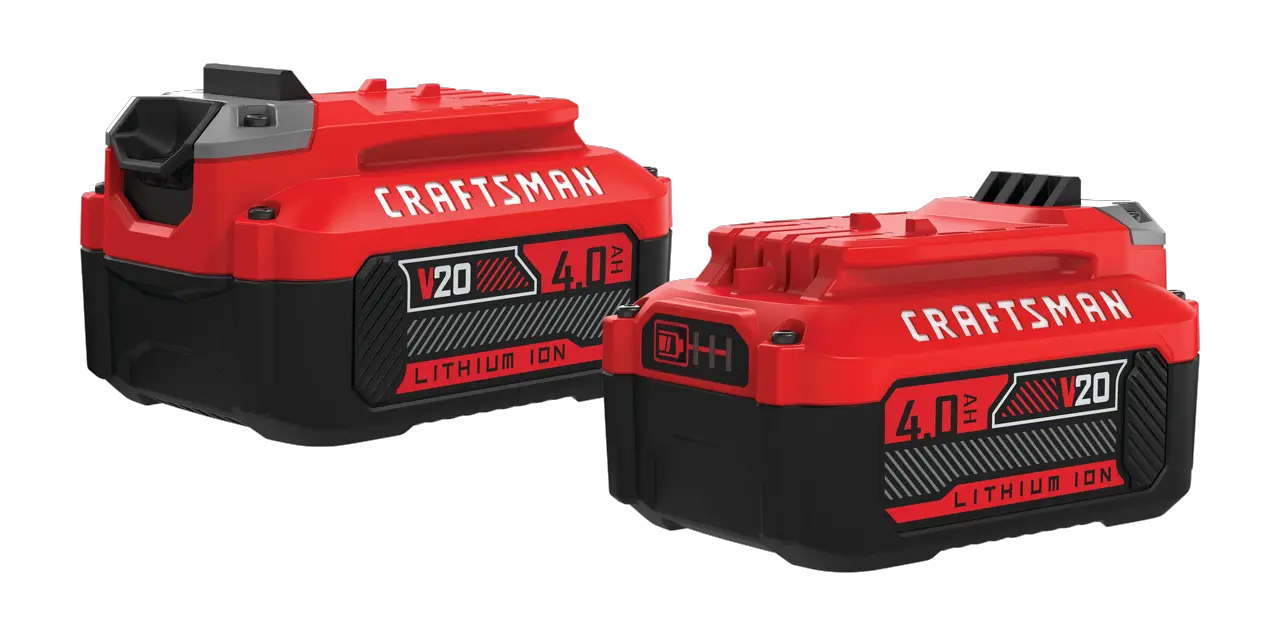 View of CRAFTSMAN Batteries & Chargers on white background